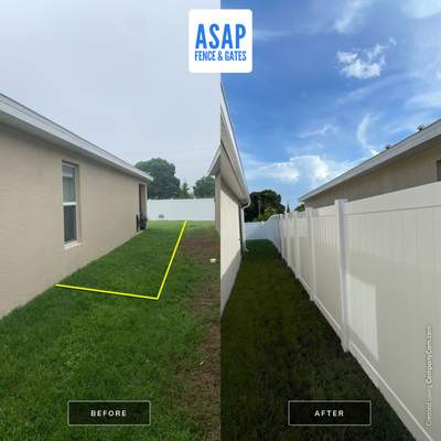 Vinyl Fence Installation using 6ft White Vinyl Picket Fence
