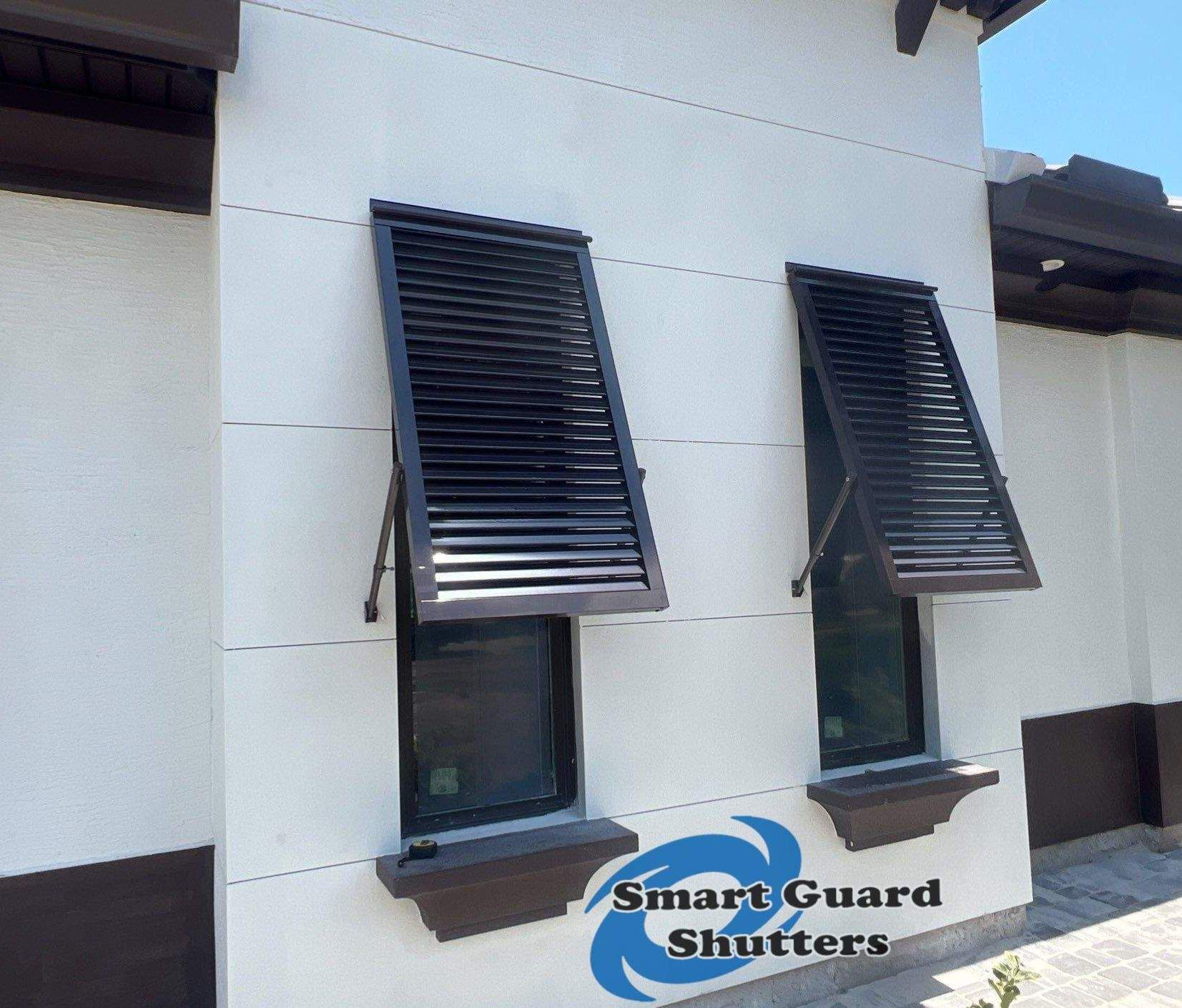 Decorative Bahamas in Grey Brown by Smart Guard Shutters