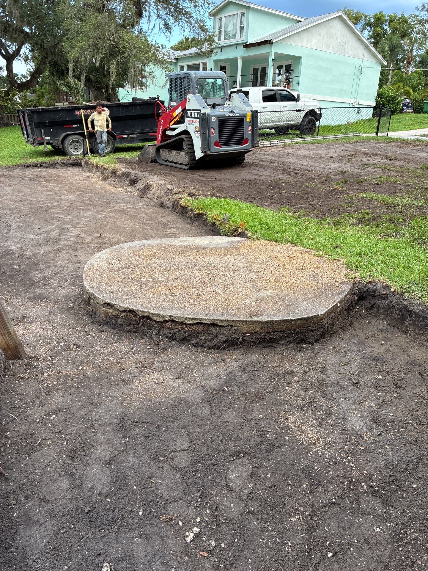 Grading back yard oasis by Level One Grading