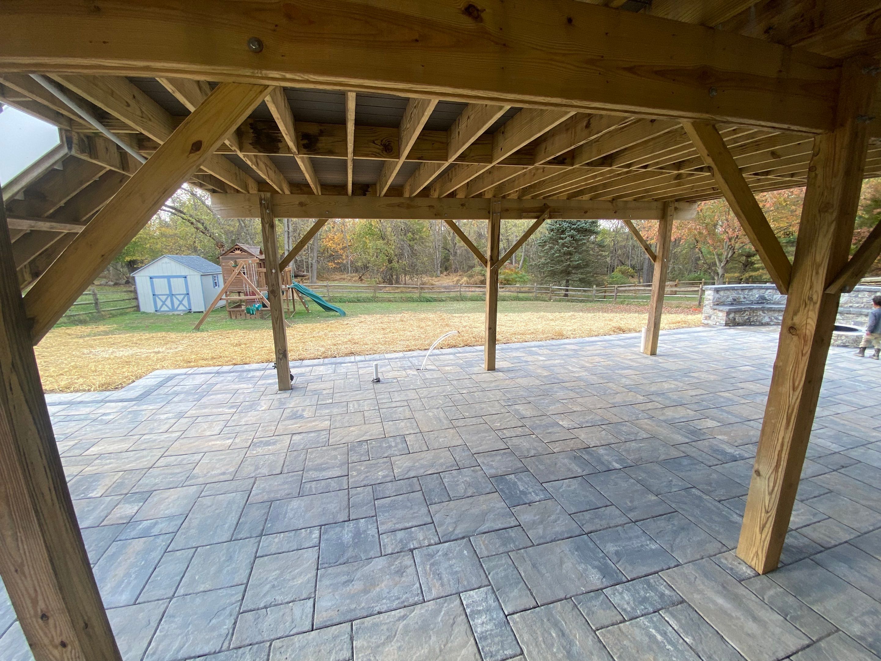 Backyard Transformation using Techo-Bloc Pavers by The Smet Companies, LLC