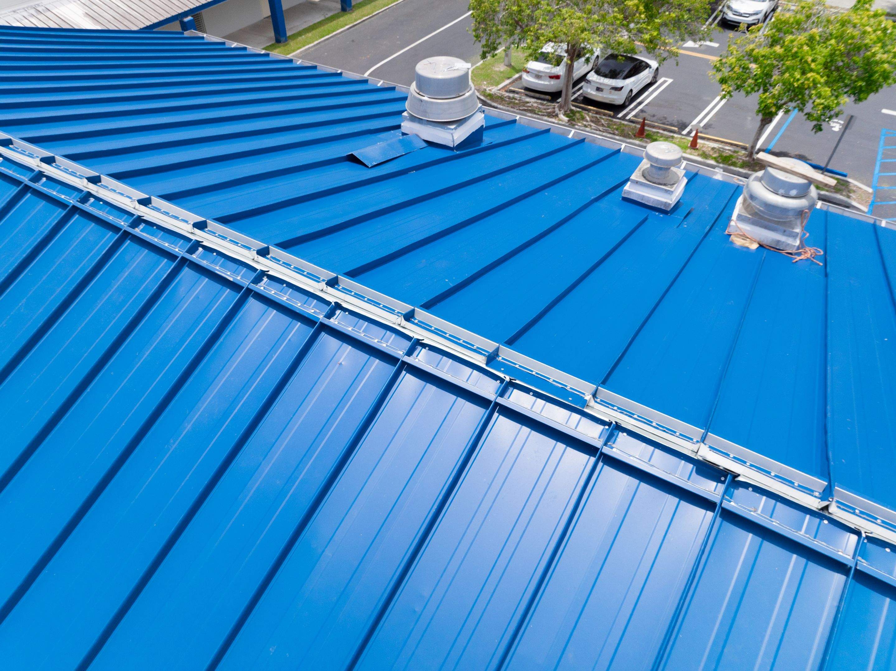 24ga 1.5" Mechanical Seam Slate Blue by Total Roofing System The Metal Roof Experts
