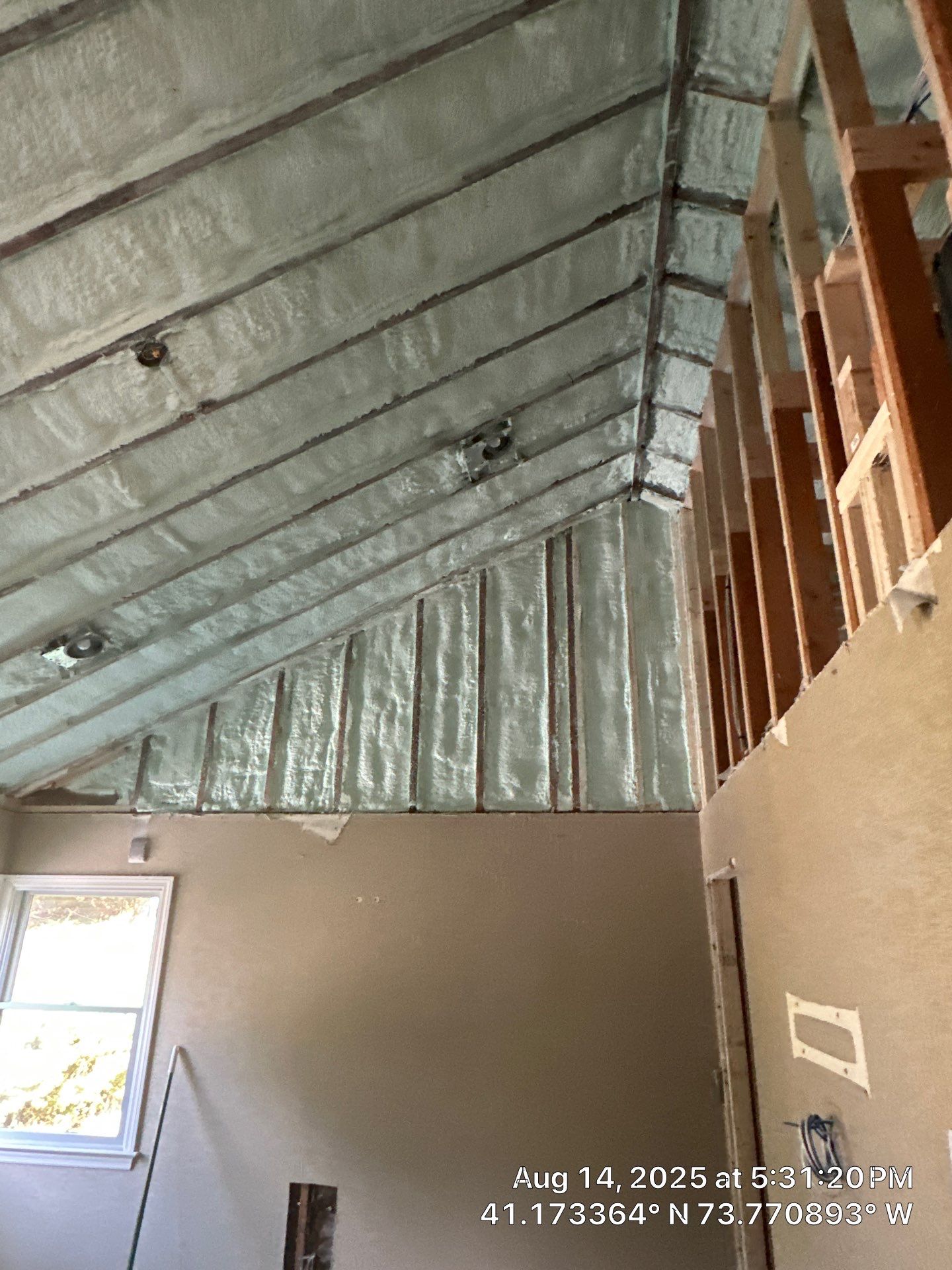 Cathedral Ceiling using Closed Cell Spray Foam by NYS Foam & Energy