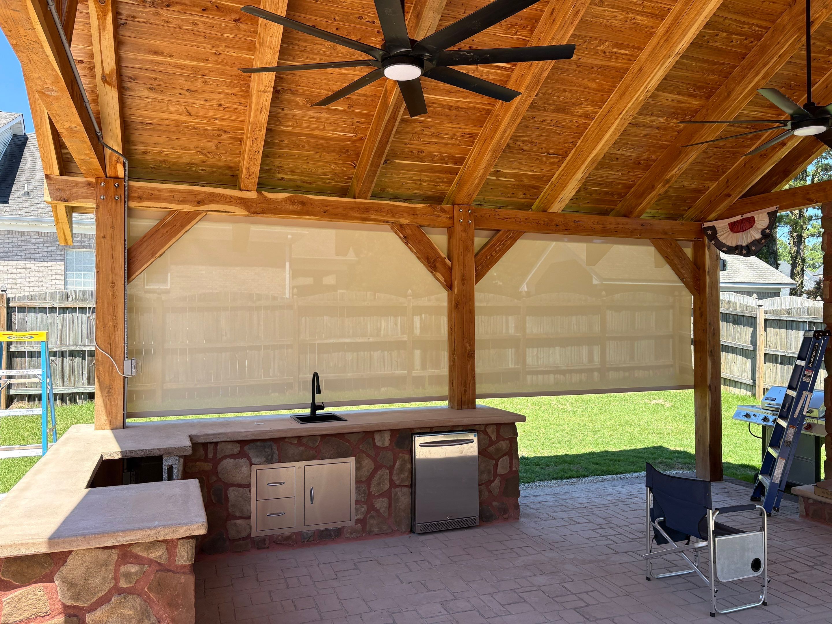 Exterior Patio Shades in Huntsville by Blinds and Borders