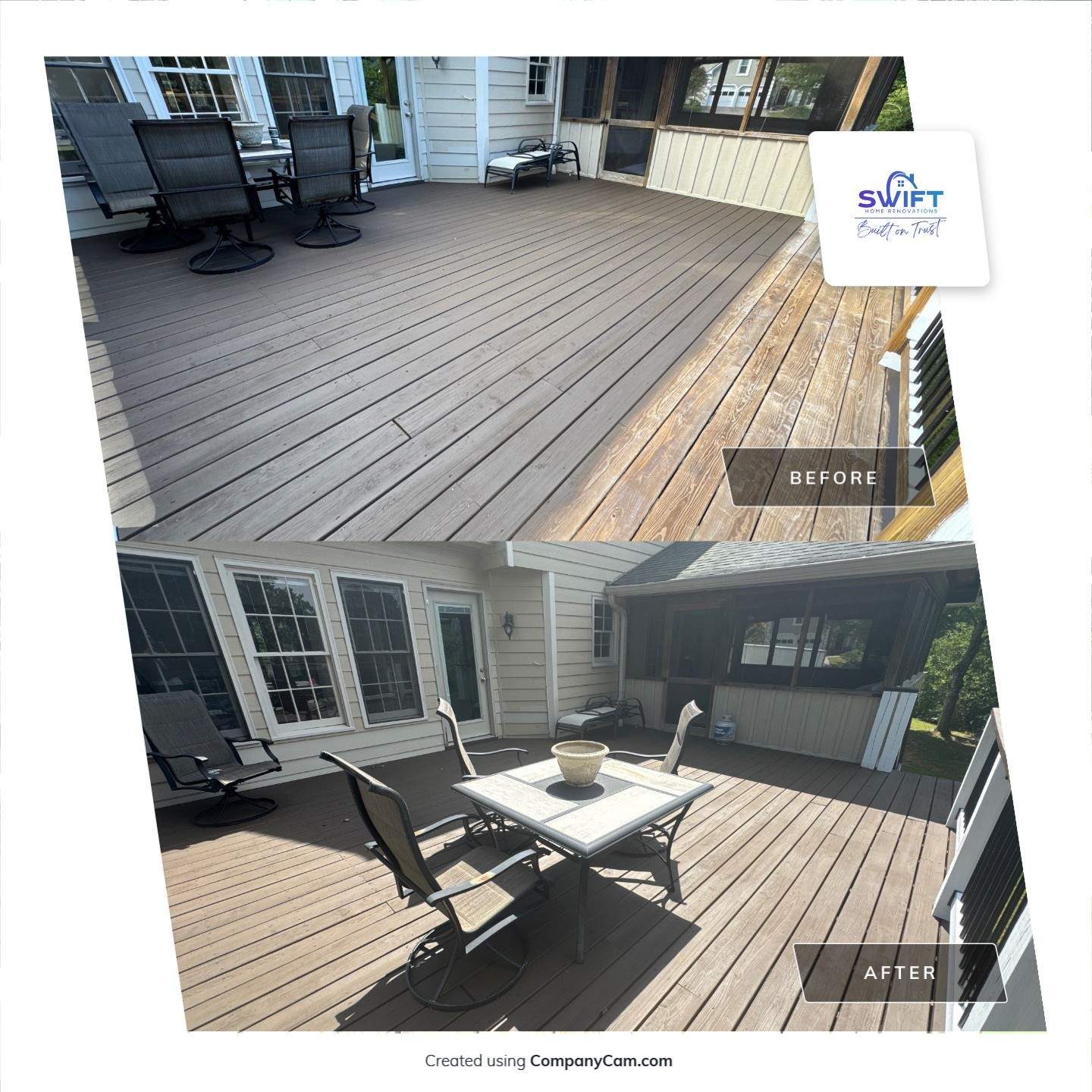 Modern Deck and Staircase Refinishing in Acworth, Georgia by Swift Home Renovations