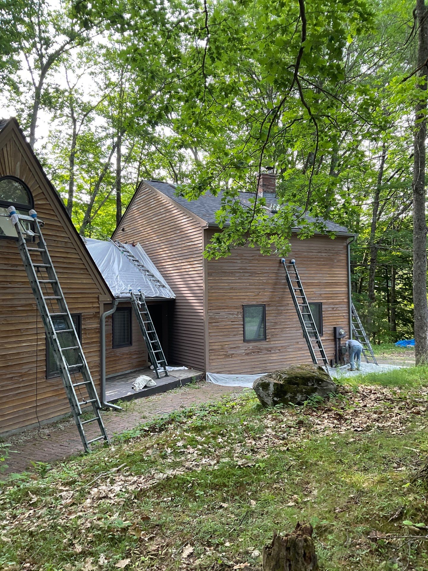 Exterior Wood Siding Restoration and Painting in Wayne, Maine by Picture Perfect Pro Painting