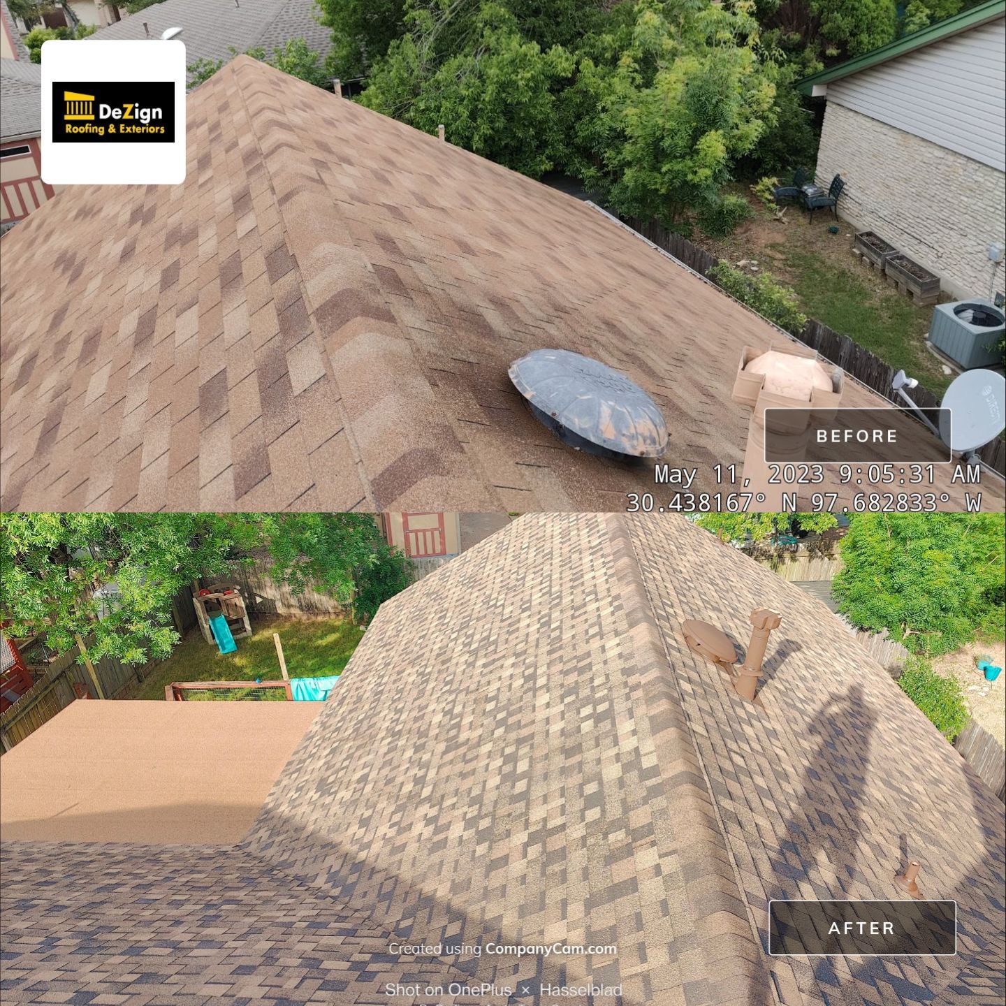 New Roof Installation Of IKO Dynasty Color Brownstone by DeZign Roofing & Exteriors