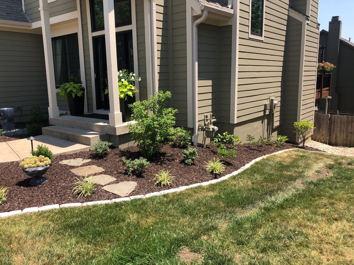 Front Yard Landscape by LAND ESCAPES LLC