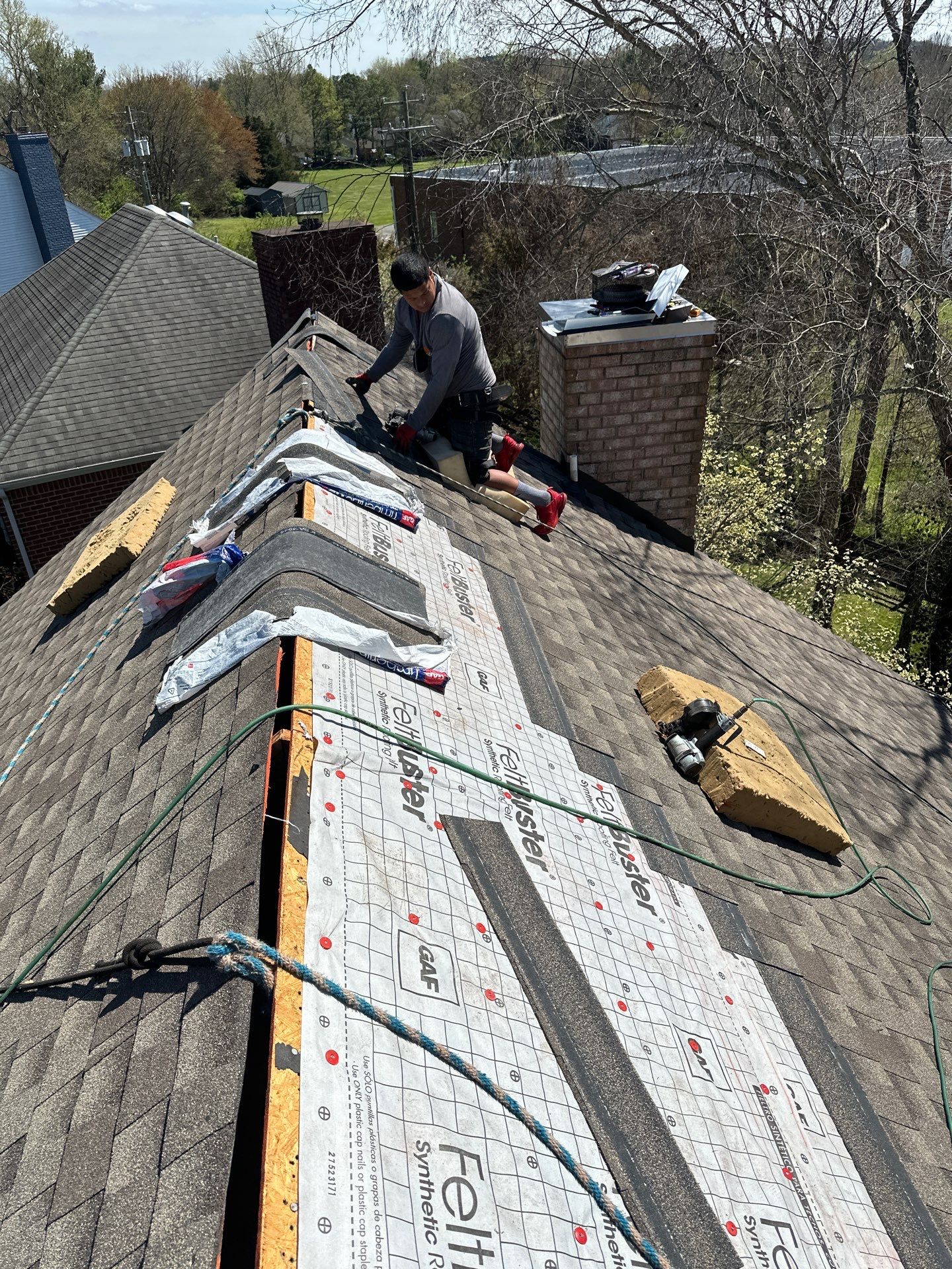 Residential Roofing Installation using Gaf Timberline HDZ Weathered Wood by Undersun Roofing 