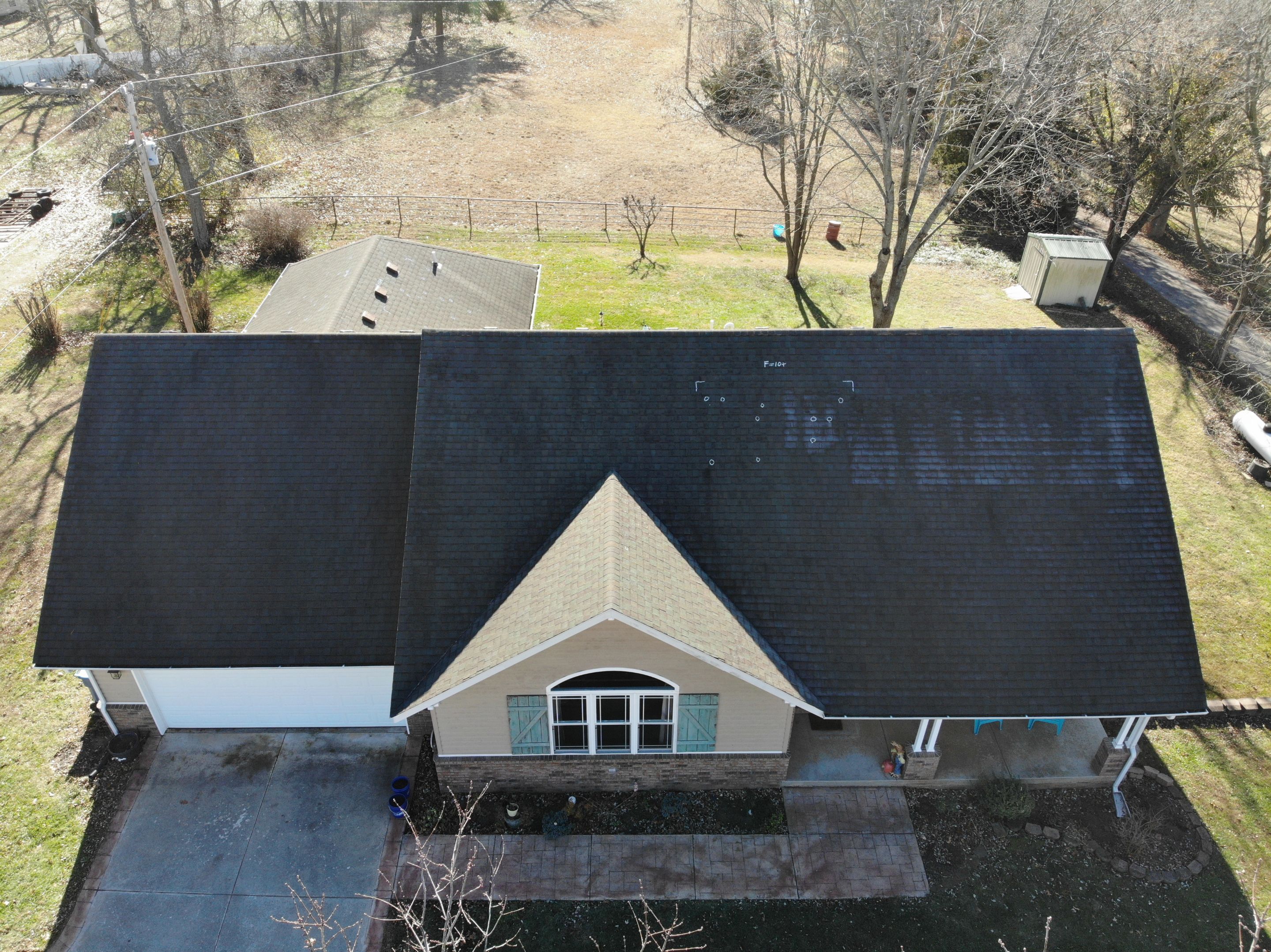 Residential Roofing Install - Green Atlas Pinnacle Pristine Shingles - White Gutters & Downspouts by Titan Commercial & Residential Roofing