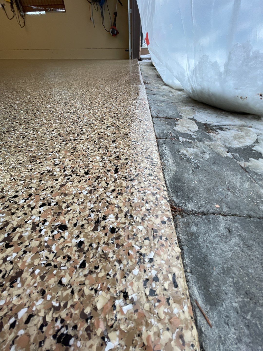 Garage Transformation using Sandstone by Croc Coatings, LLC