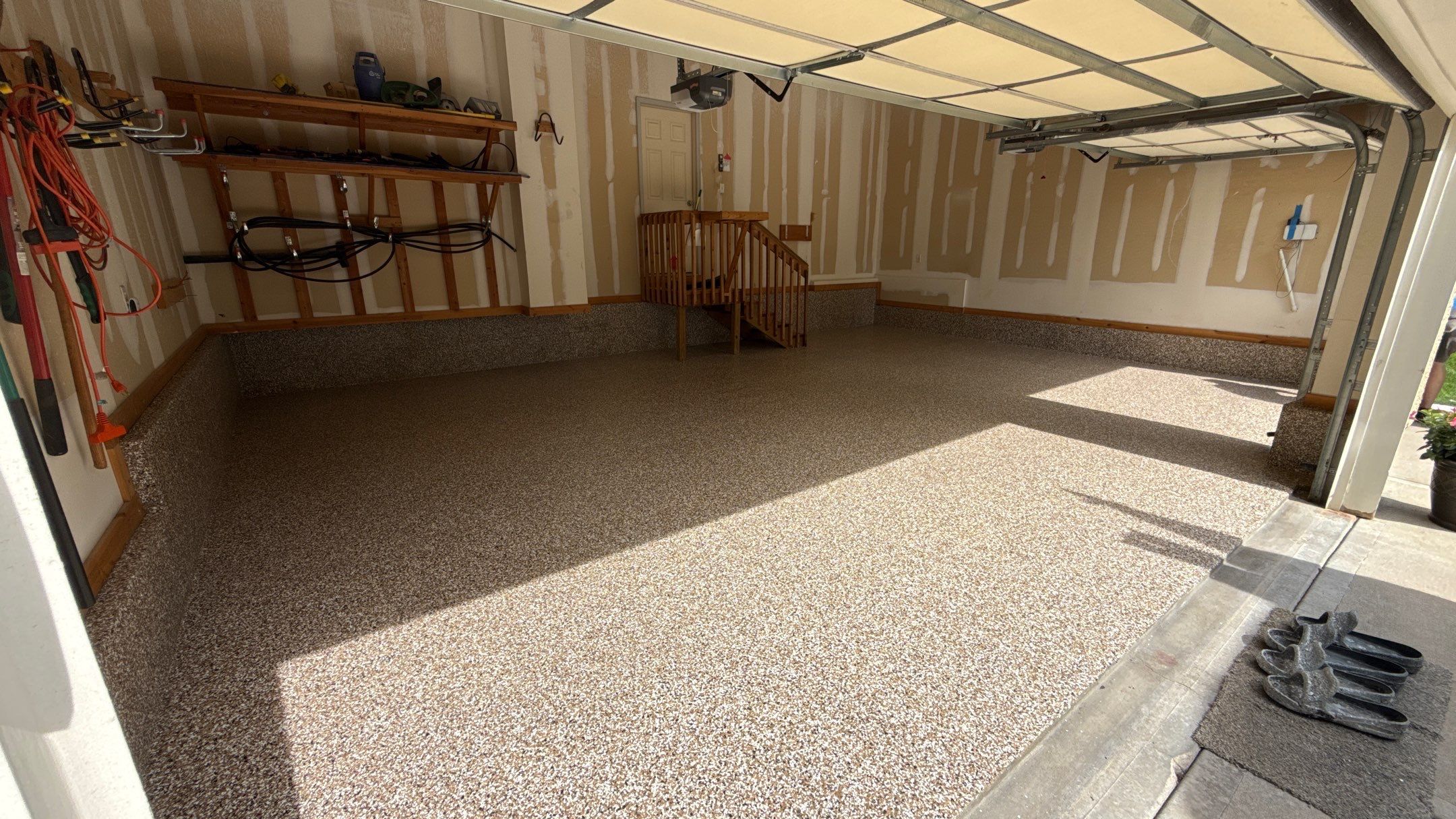 Jan's New Bean Flake Floor Looks Amazing by Banner Garage