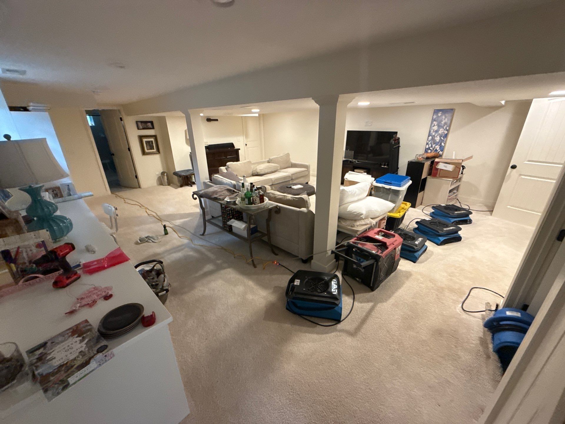 Basement Water Damage Restoration and Structural Drying in Leawood by Fine Restoration