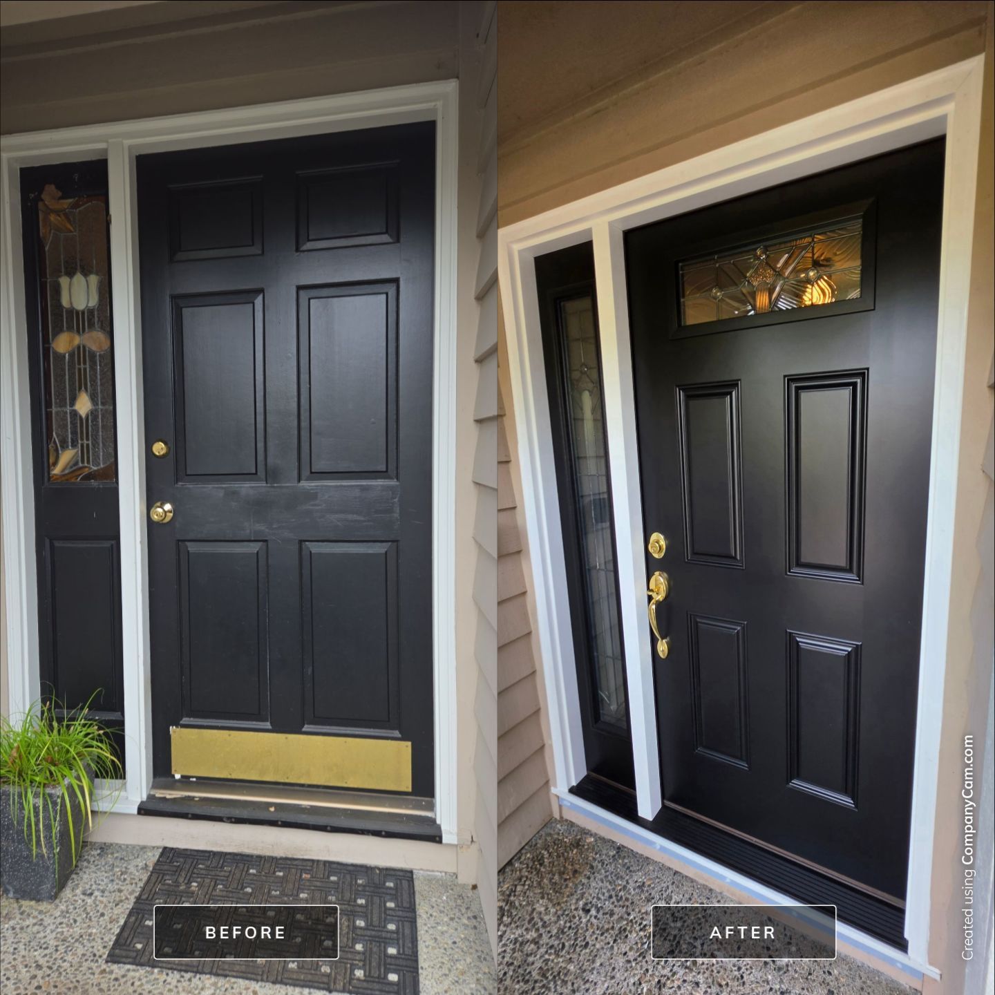 Modern Black Entry Door and Sidelight Installation in Bothell by Emerald City Energy 