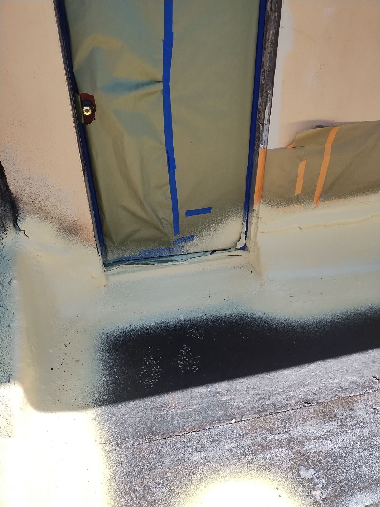 Spray foam and coatings using General Coatings acrylic coatings and spray foam by Straight Edge Roofing Inc