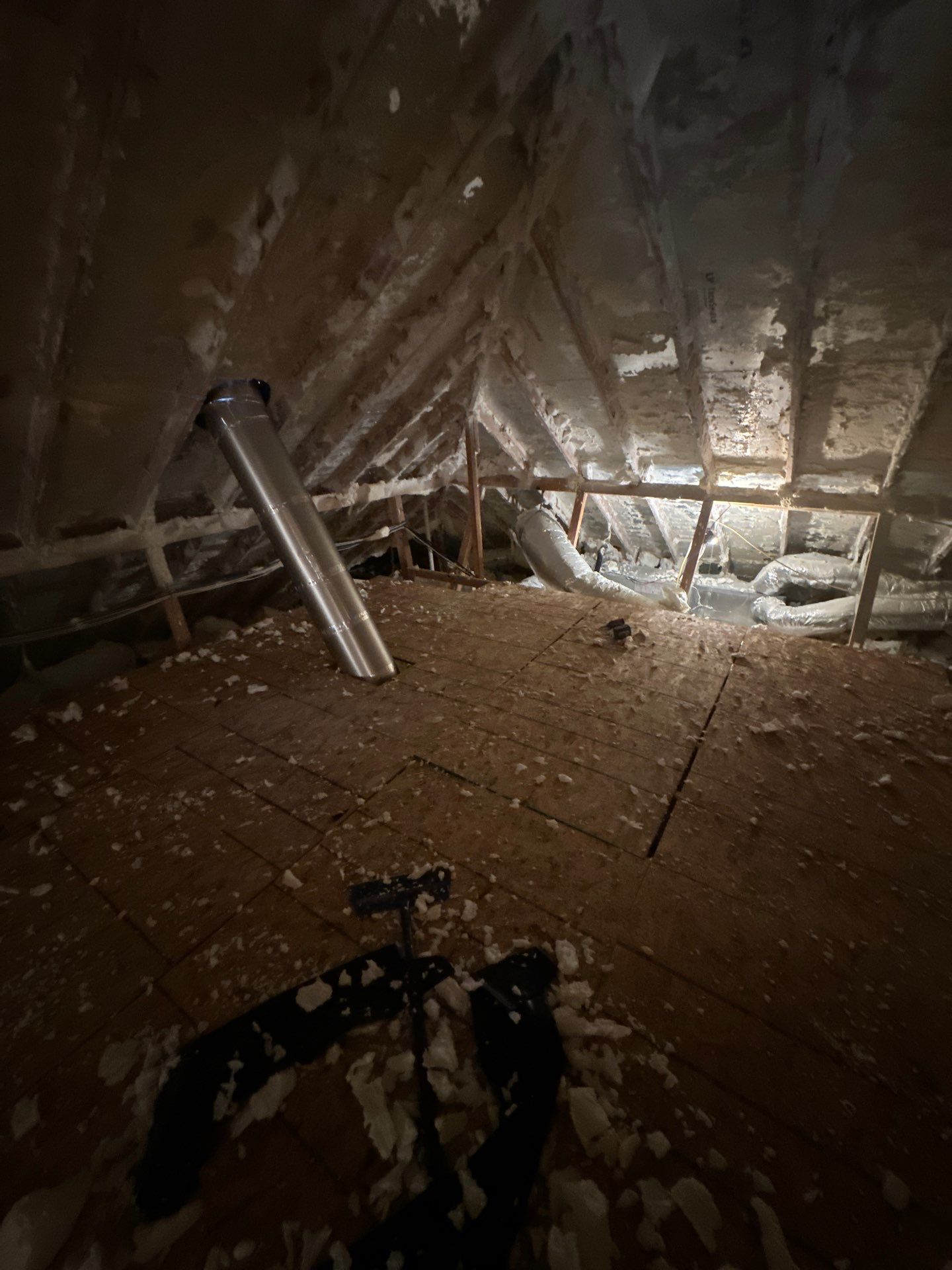 Spray foam insulation removal & re spray by Apex Insulation Solutions