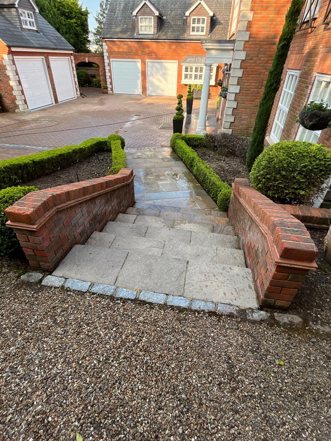 Driveway and stonework cleaning. using honda 21 ltr/min by Ges Exterior Cleaning ltd