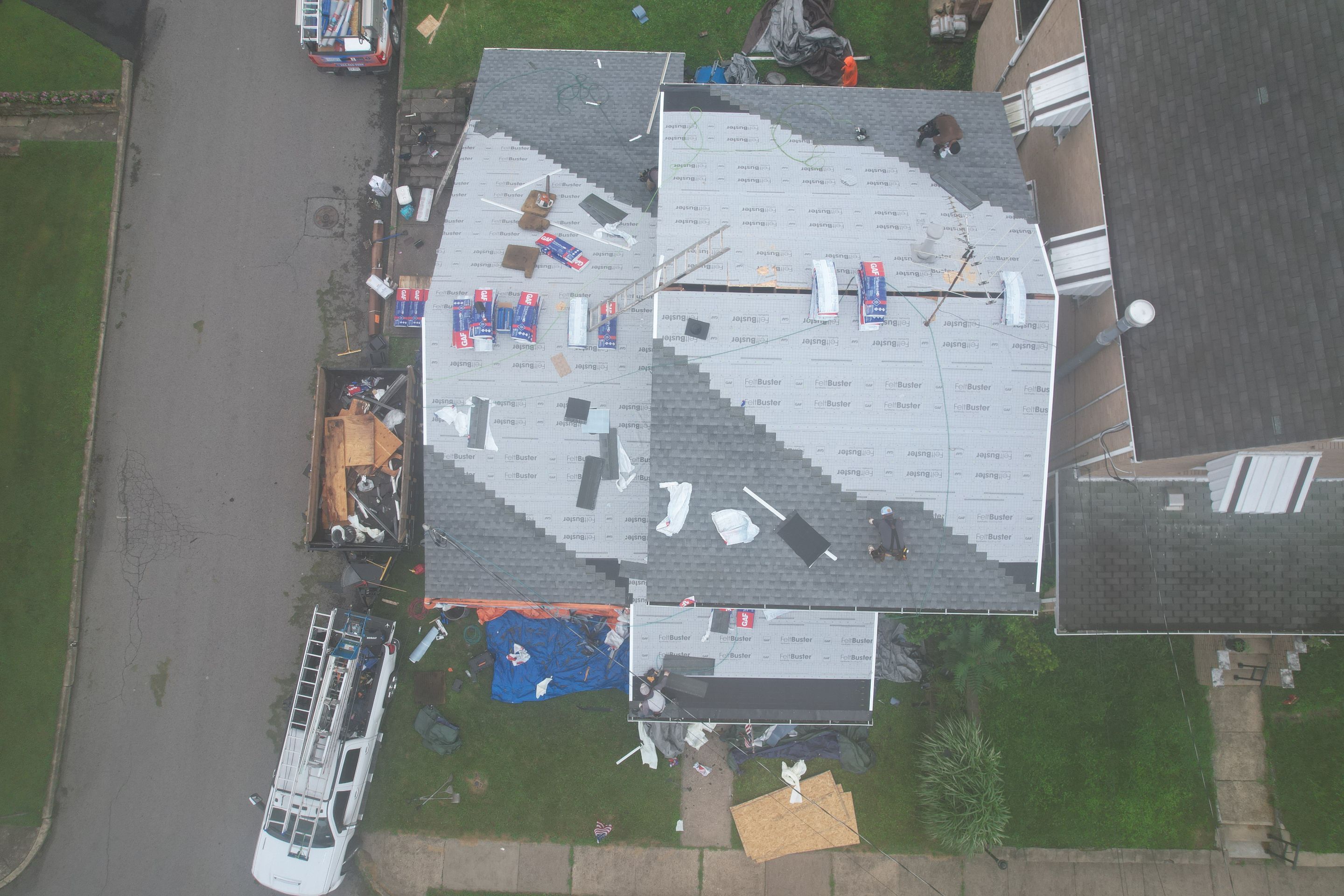 Residential Roofing Installation using GAF Timberline HDZ Oyster Grey by Rainstoppers Roofing