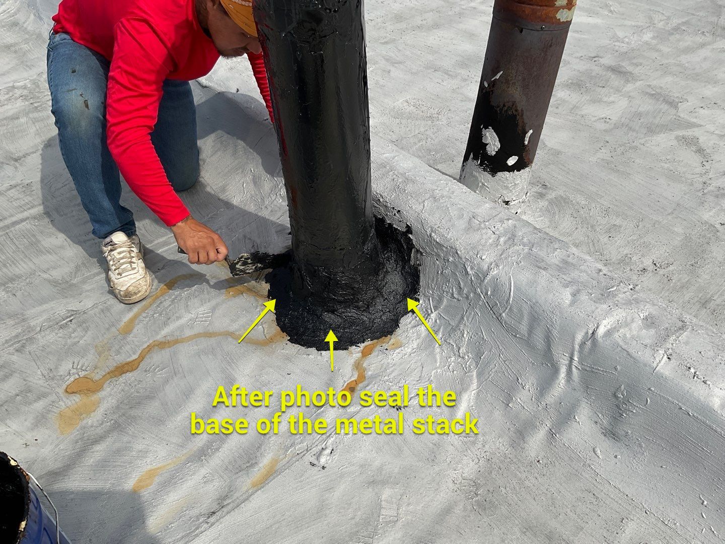 Residential Roofing Repair using Mule-Hide 221 Wet/Dry Roof Cement by Alpha Design Services