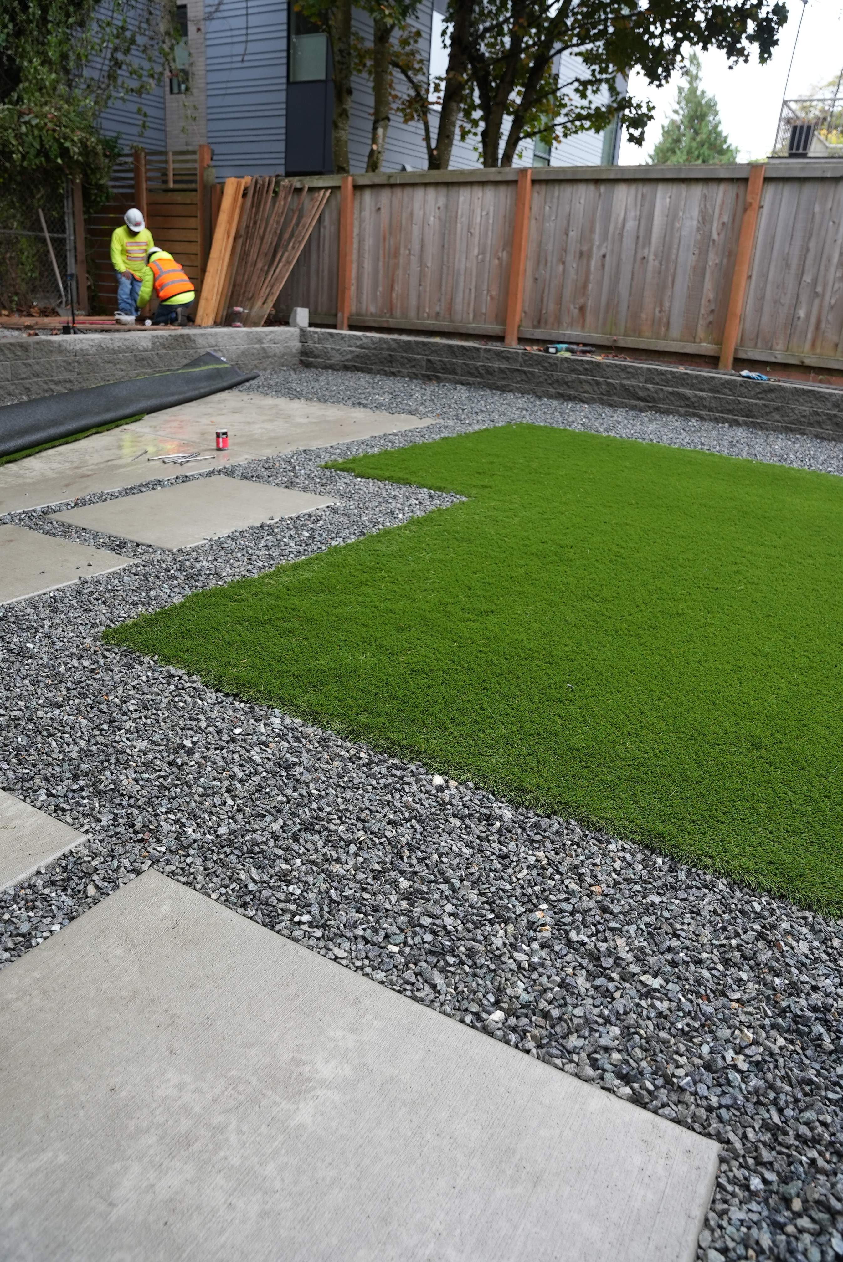 Turf Installation, Retaining Wall & Concrete Walkway | Seattle  by Jireh Asphalt & Concrete Inc 