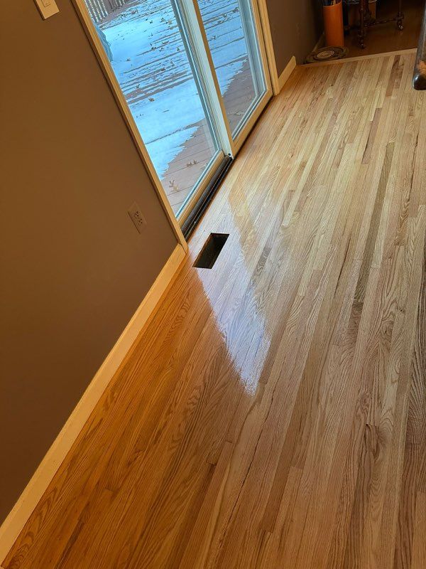 Red Oak Refinish using Duraseal Natural Stain with Semi Gloss Finish by Footprints Floors Morristown
