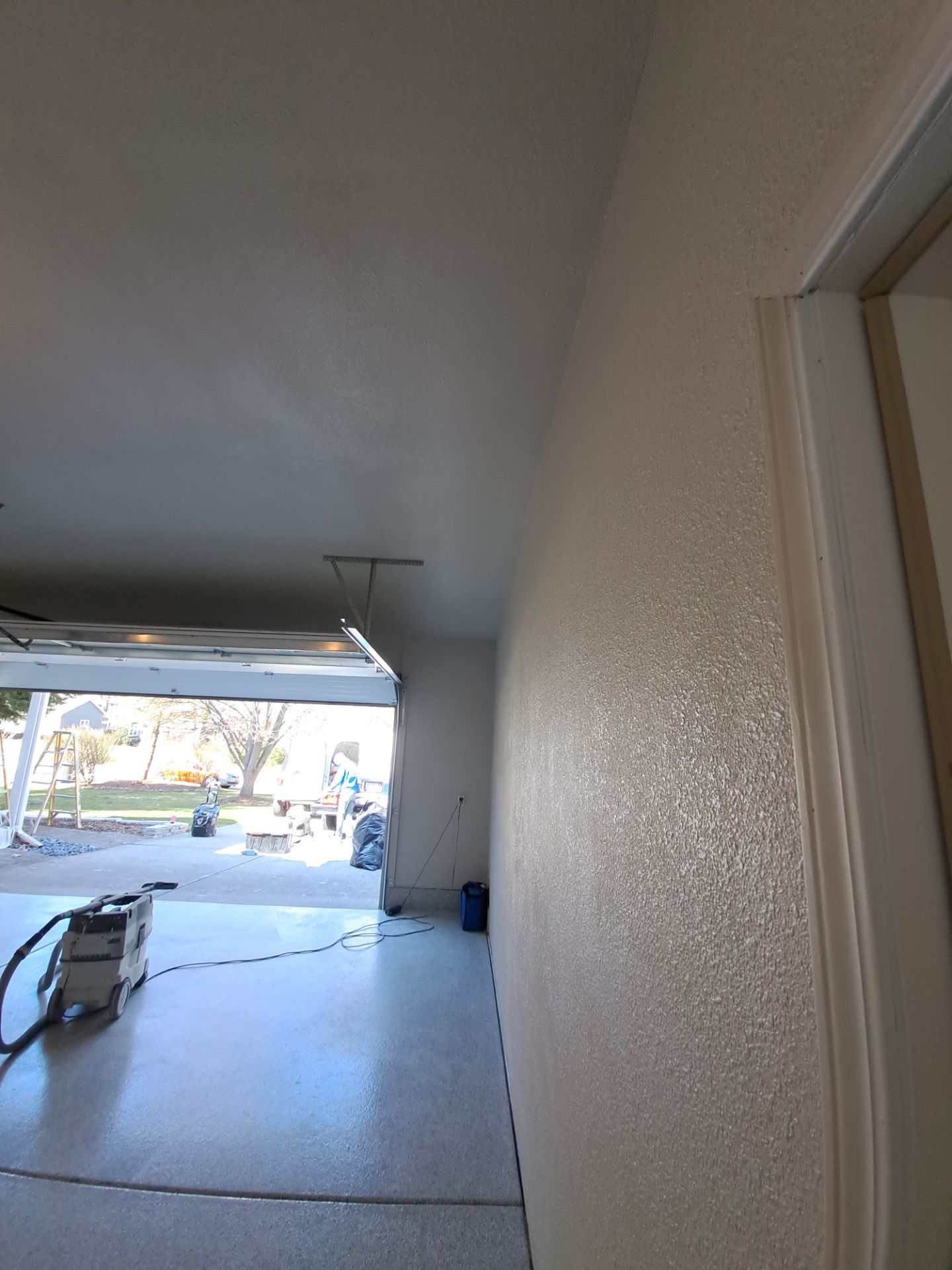 Garage dry wall repair/ re-texture, re-paint by Gordon Painting