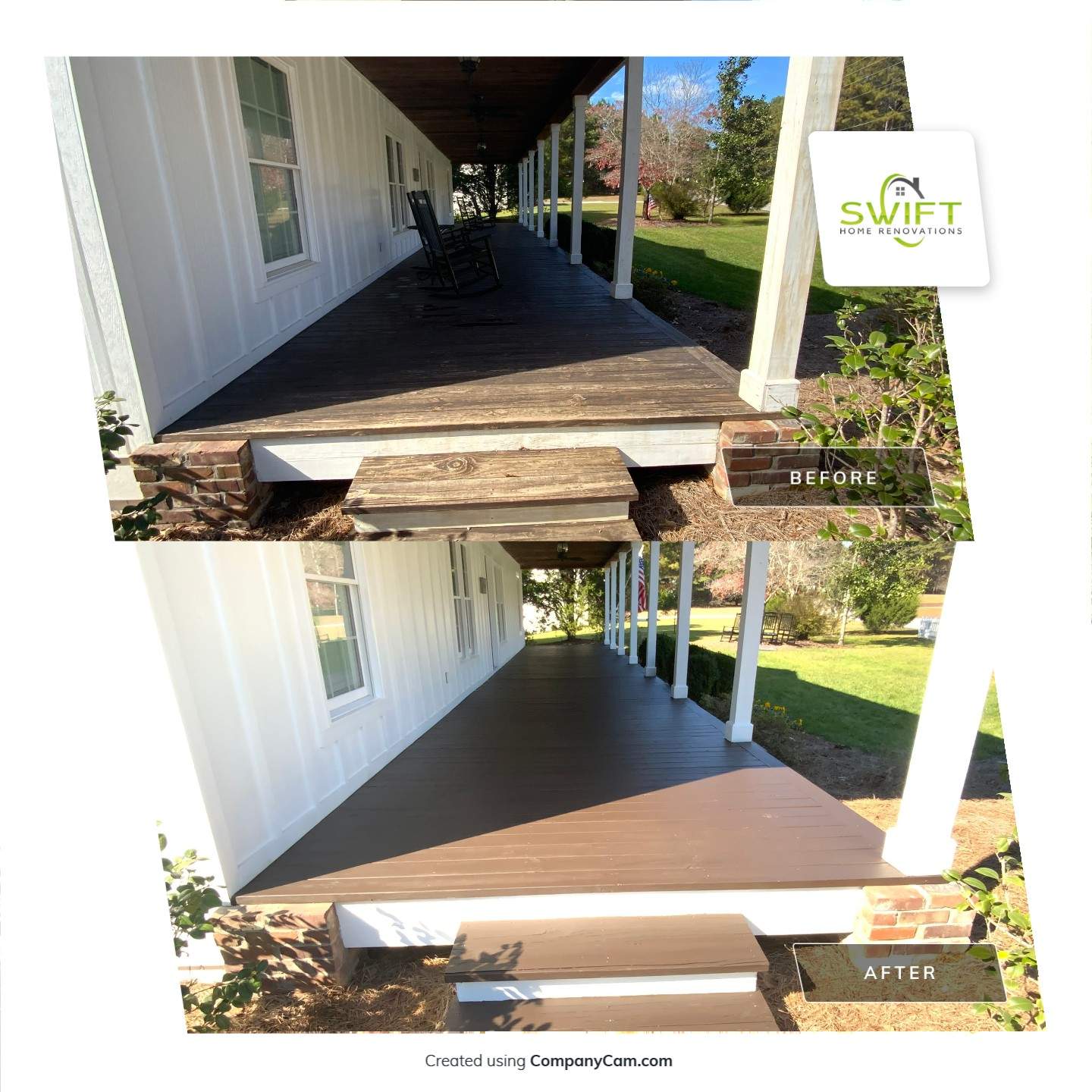 Exterior Trim Painting and Dark Deck Staining in Acworth by Swift Home Renovations