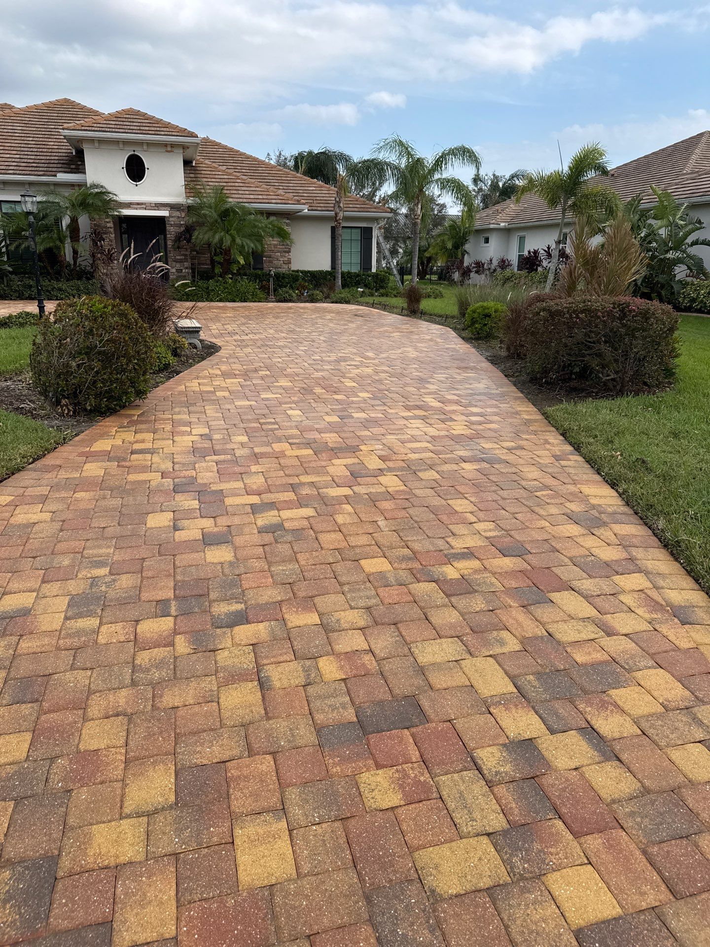 Paver Driveway Cleaning in Winding River Community, Bradenton, FL by Sunshine AquaWash