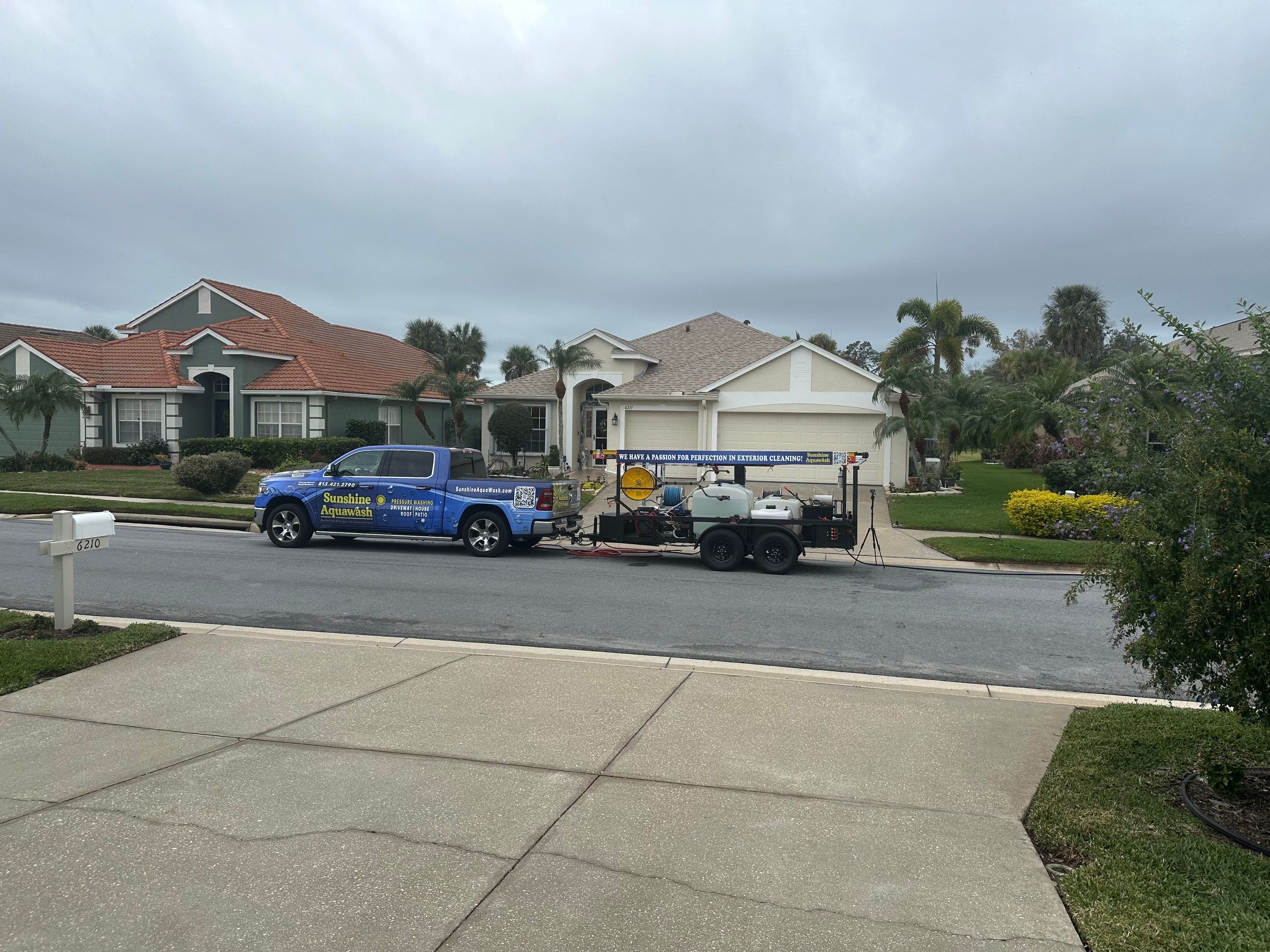 Concrete Driveway, Entryway & Street Curbing Cleaning in Fairways at Imperial Lakes, Palmetto, FL | Sunshine AquaWash by Sunshine AquaWash