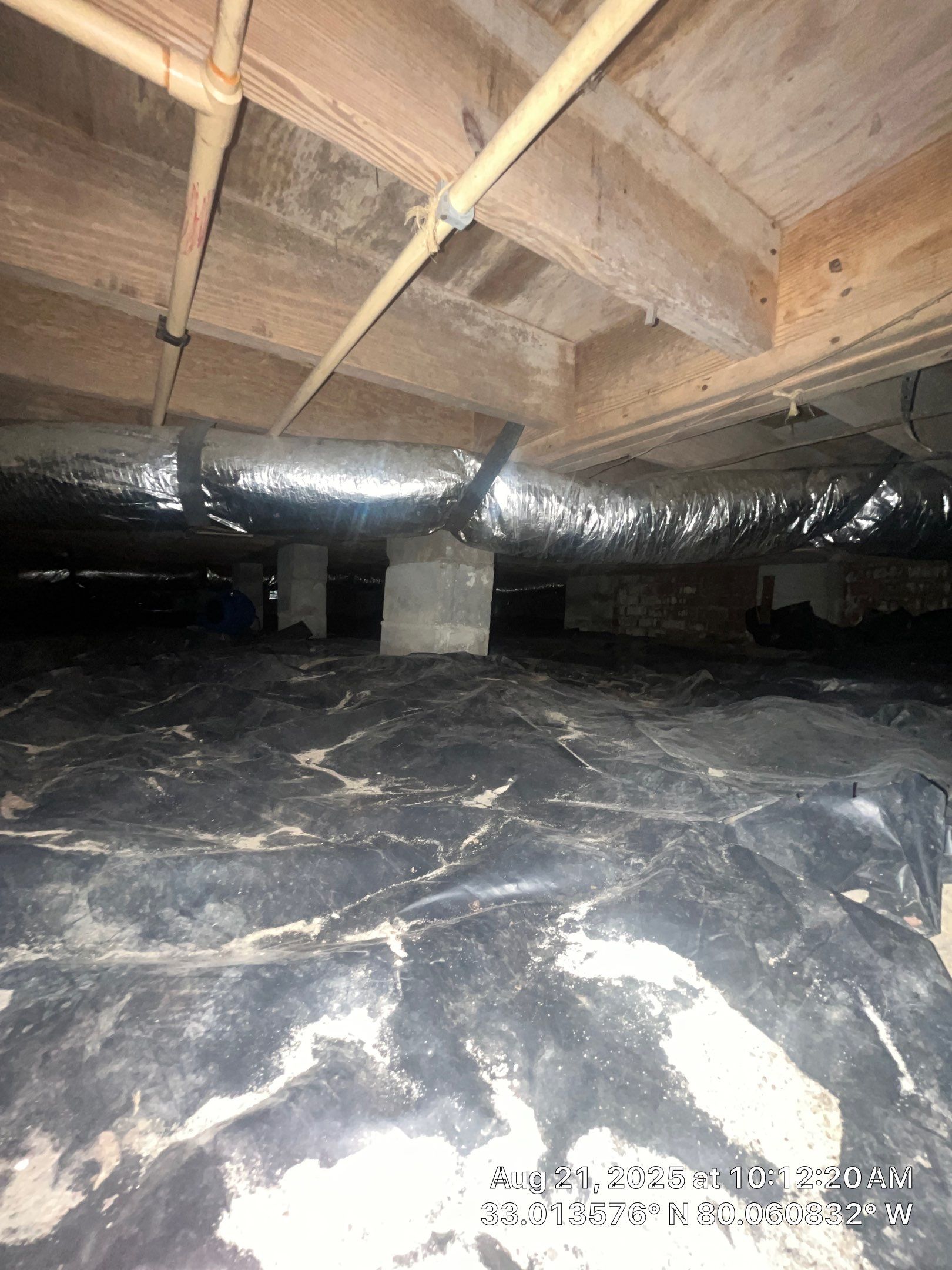 Crawlspace remediation & encapsulation with ductwork replacement by EAS Environmental, LLC.