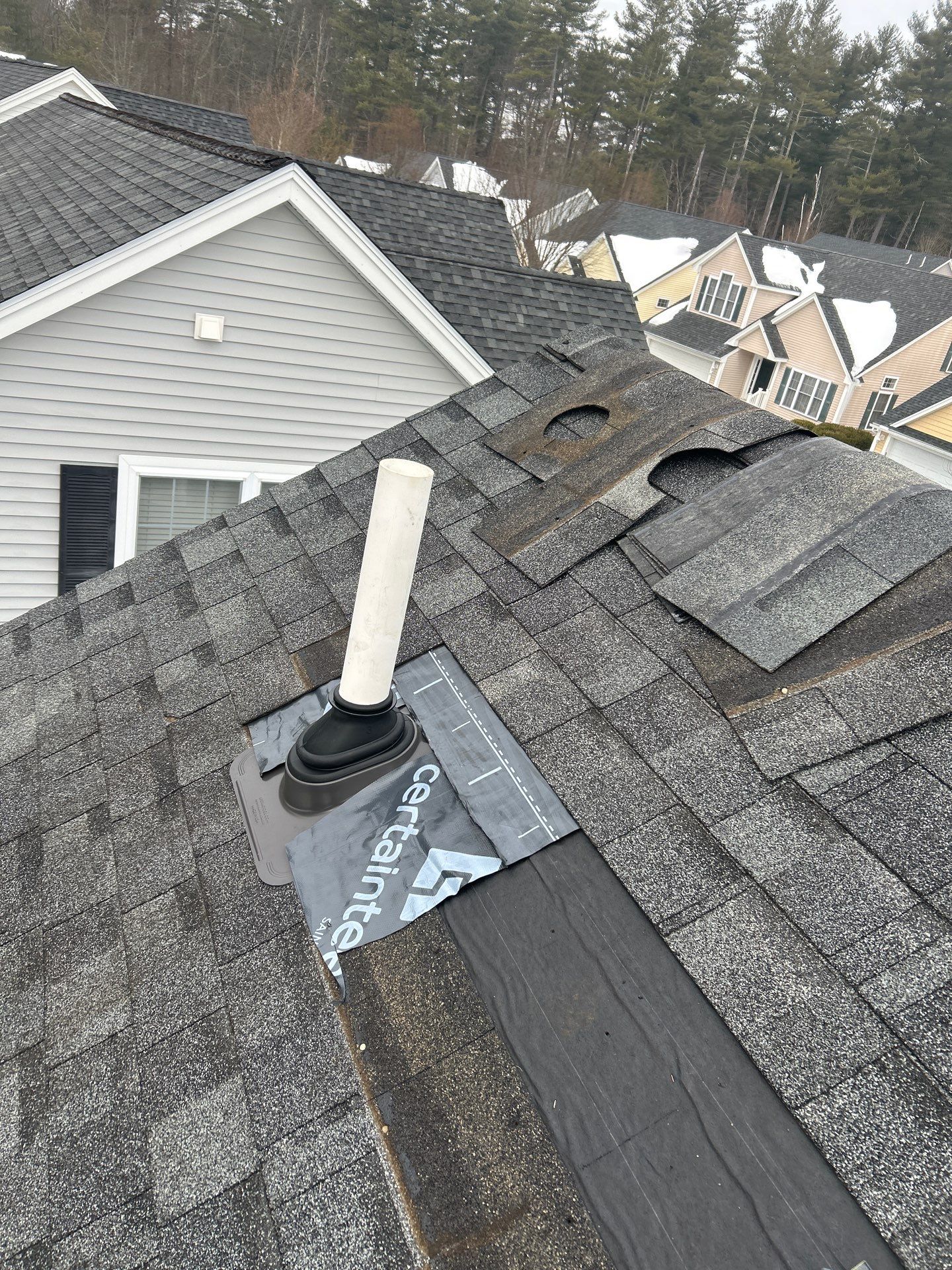Ice Dam Removal, Snow Removal & Pipe Boot Replacement in Tyngsborough, MA by Mighty Dog Roofing of Greater Middlesex County