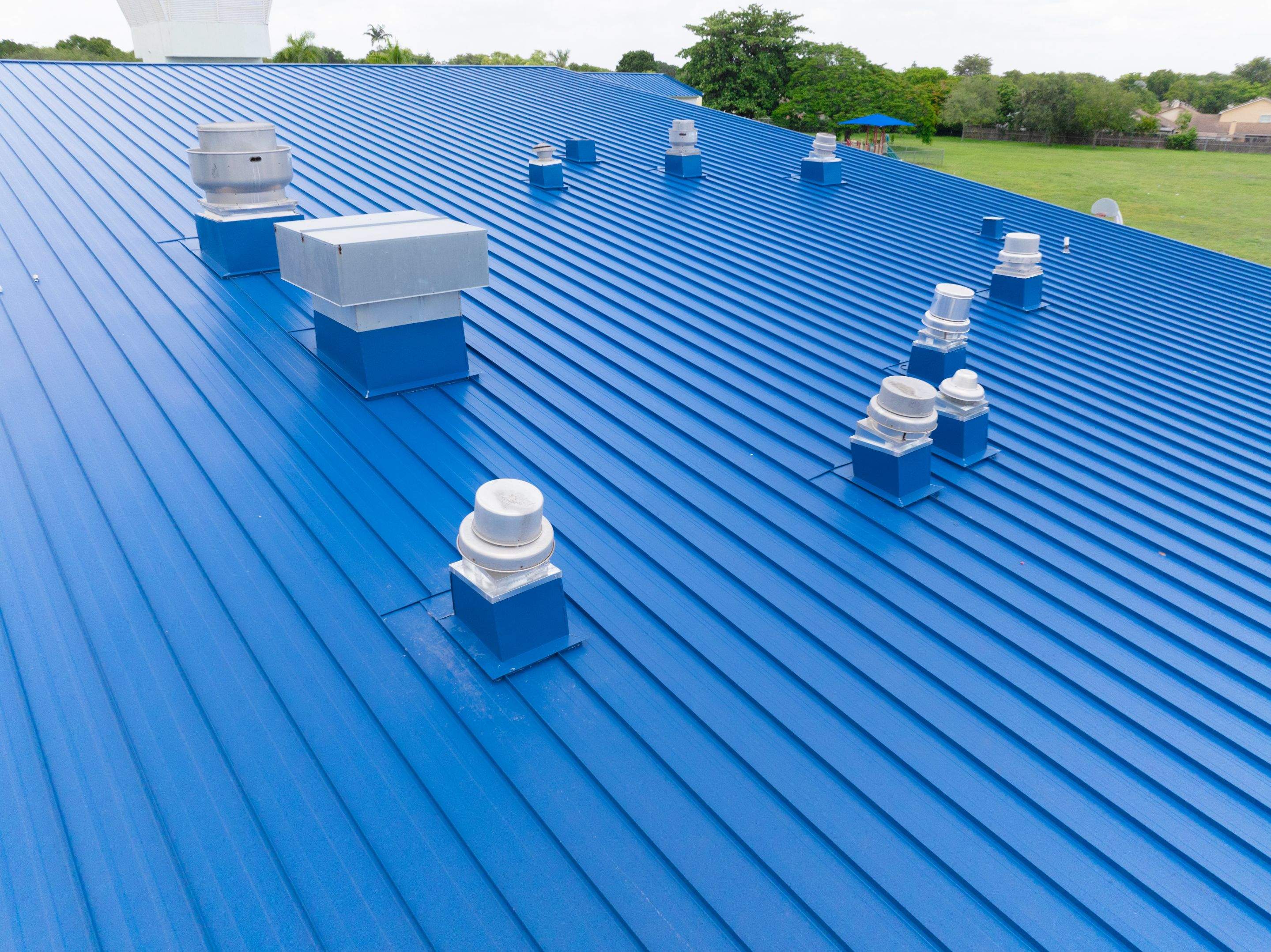 24ga 1.5" Mechanical Seam Slate Blue by Total Roofing System The Metal Roof Experts
