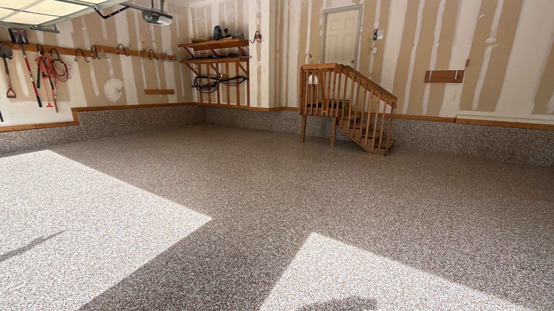 Jan's New Bean Flake Floor Looks Amazing by Banner Garage