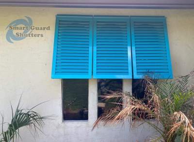 Decorative Bahama Shutters in Turquoise Blue 