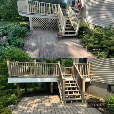 Deck replacement using Trex Transcend Rope Swing and Matching Rope Swing Transcend railing