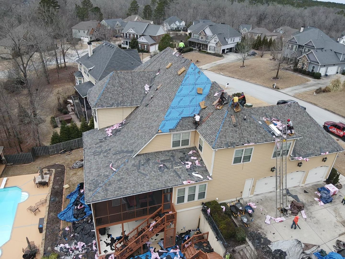 Residential Roofing Installation using Owens Corning by Inspector Roofing and Restoration
