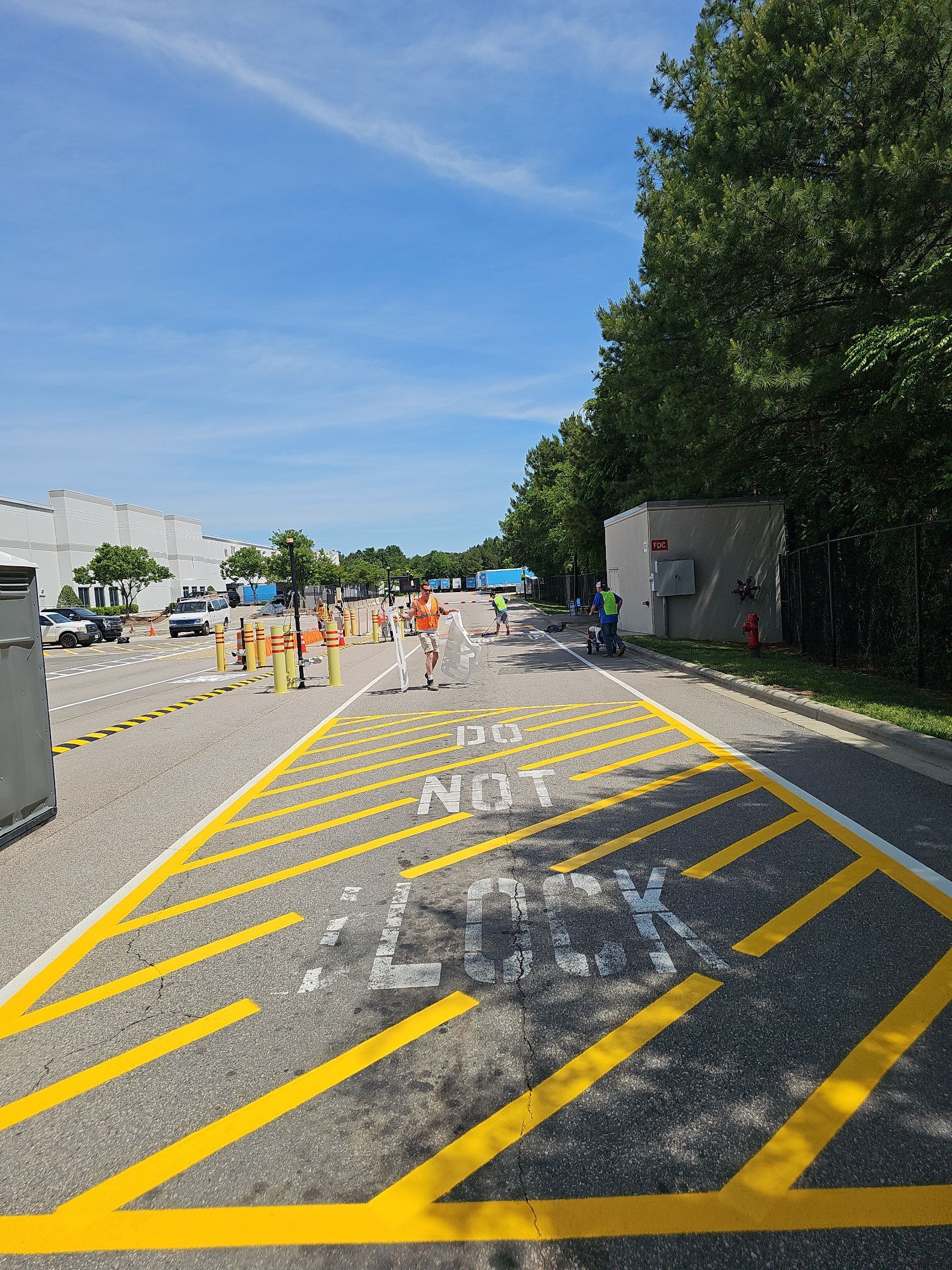 Striping Amazon Parking Lot  by Billy Weatherspoon Contractor