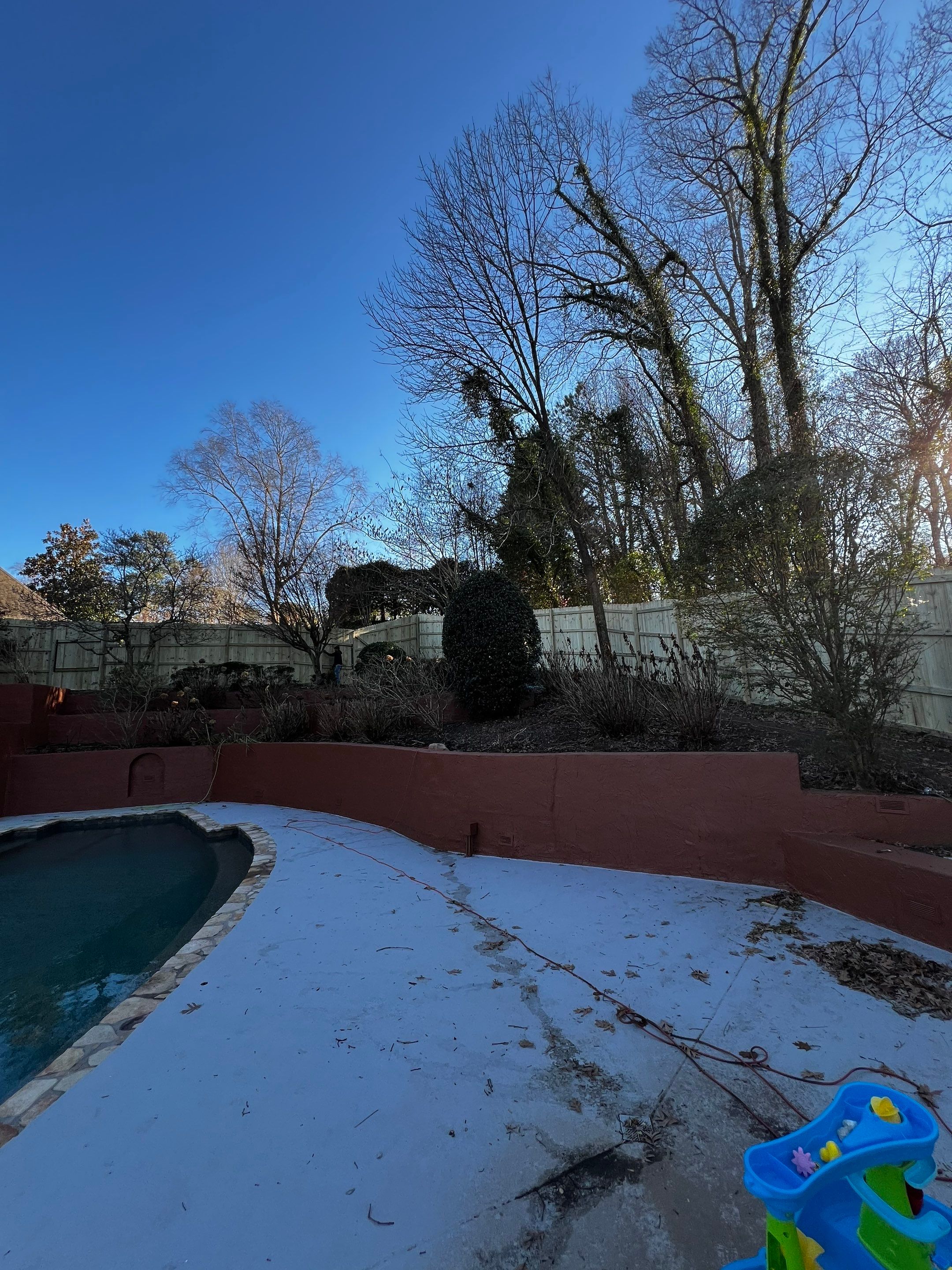 Wood Privacy Fence Installation and Multi-Level Deck Staining in Atlanta by Swift Home Renovations 