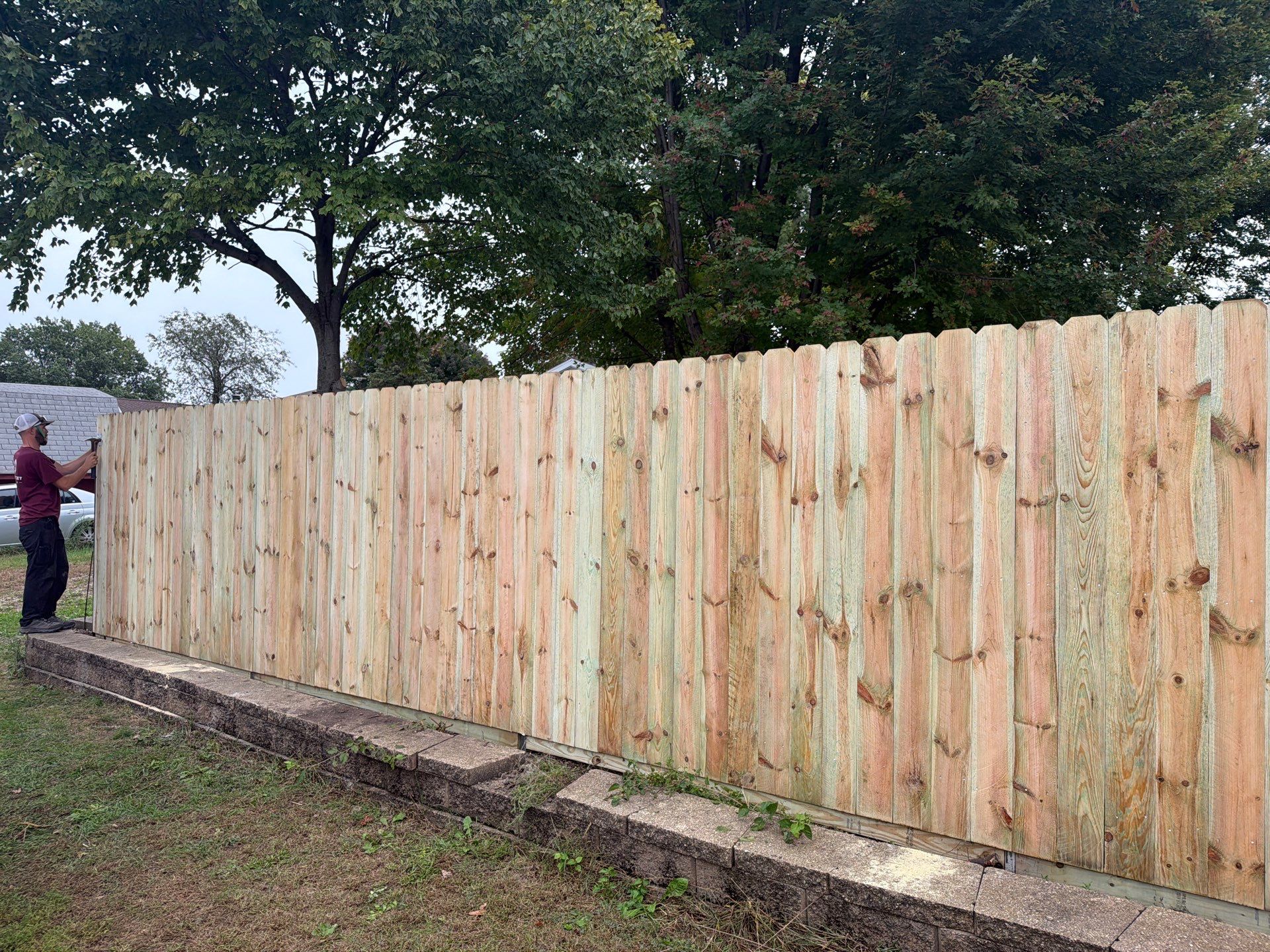 Custom Wood Privacy and Black Chain Link Fence in Hudson by Perfect Picket Fence and Stain
