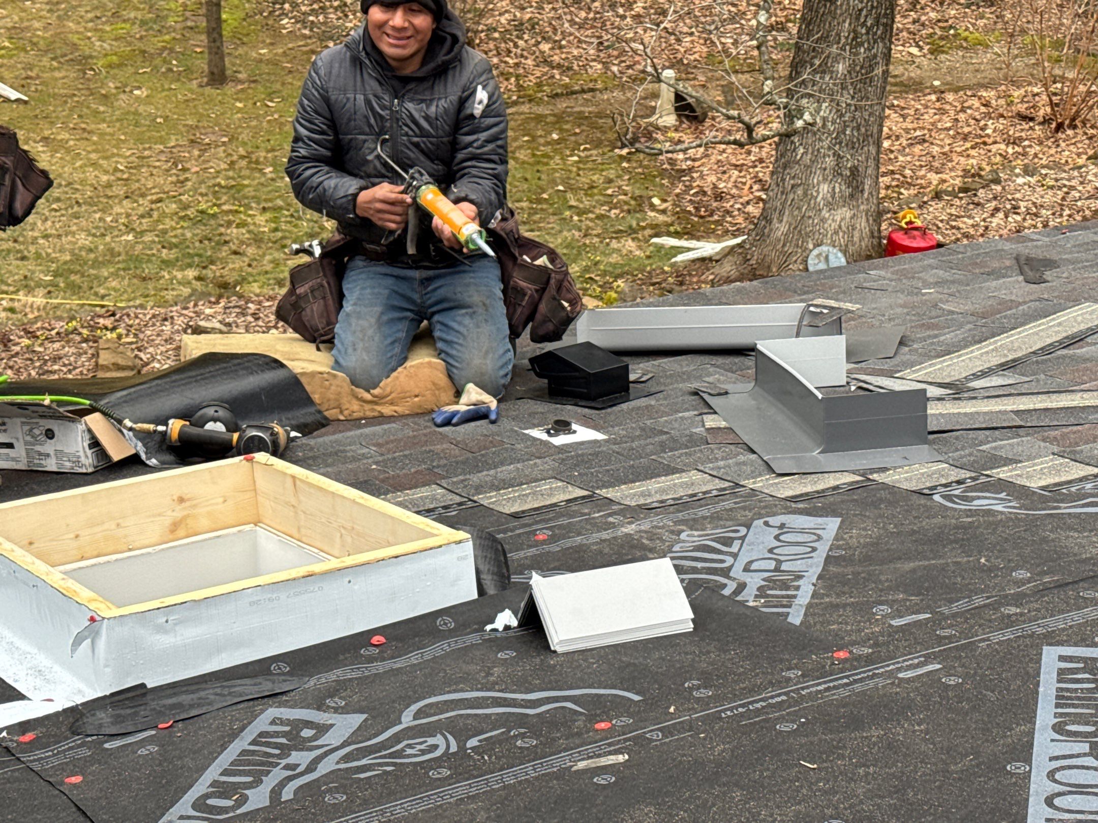 Residential Roofing Installation using Malarkey Vista AR Shingles (Black Oak) by Koontz Construction