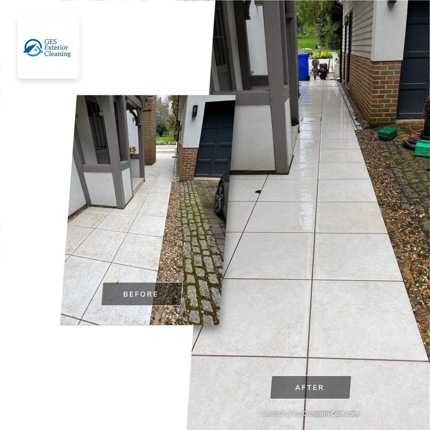 Porcelain Patio Clean using Honda 15lpm Low Pressure Washing Machine by Ges Exterior Cleaning ltd