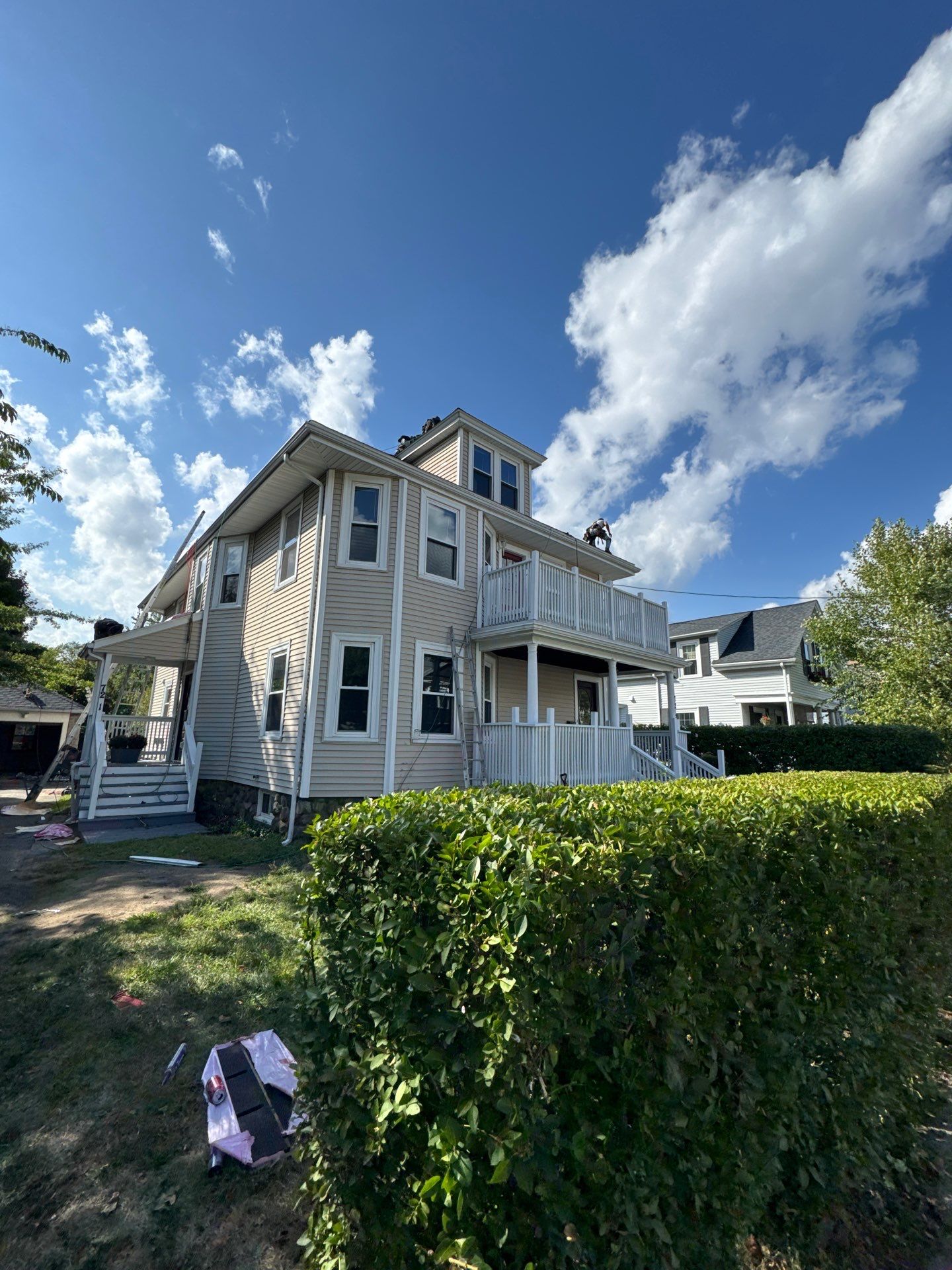 Roof Replacement with Skylight Flashing in Waltham, MA by Mighty Dog Roofing of Greater Middlesex County