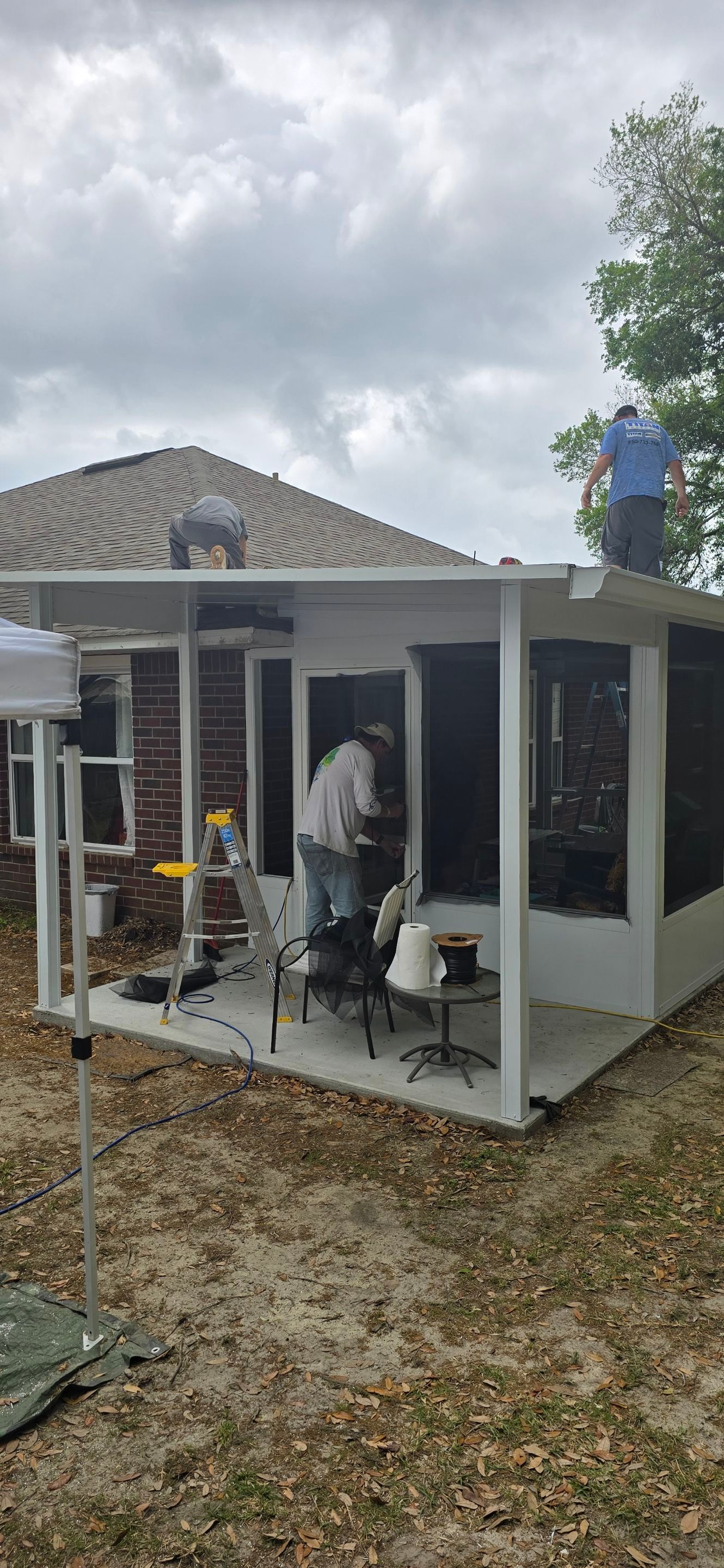Screen Room w/Adjacent Patio Cover by Titan Sunrooms