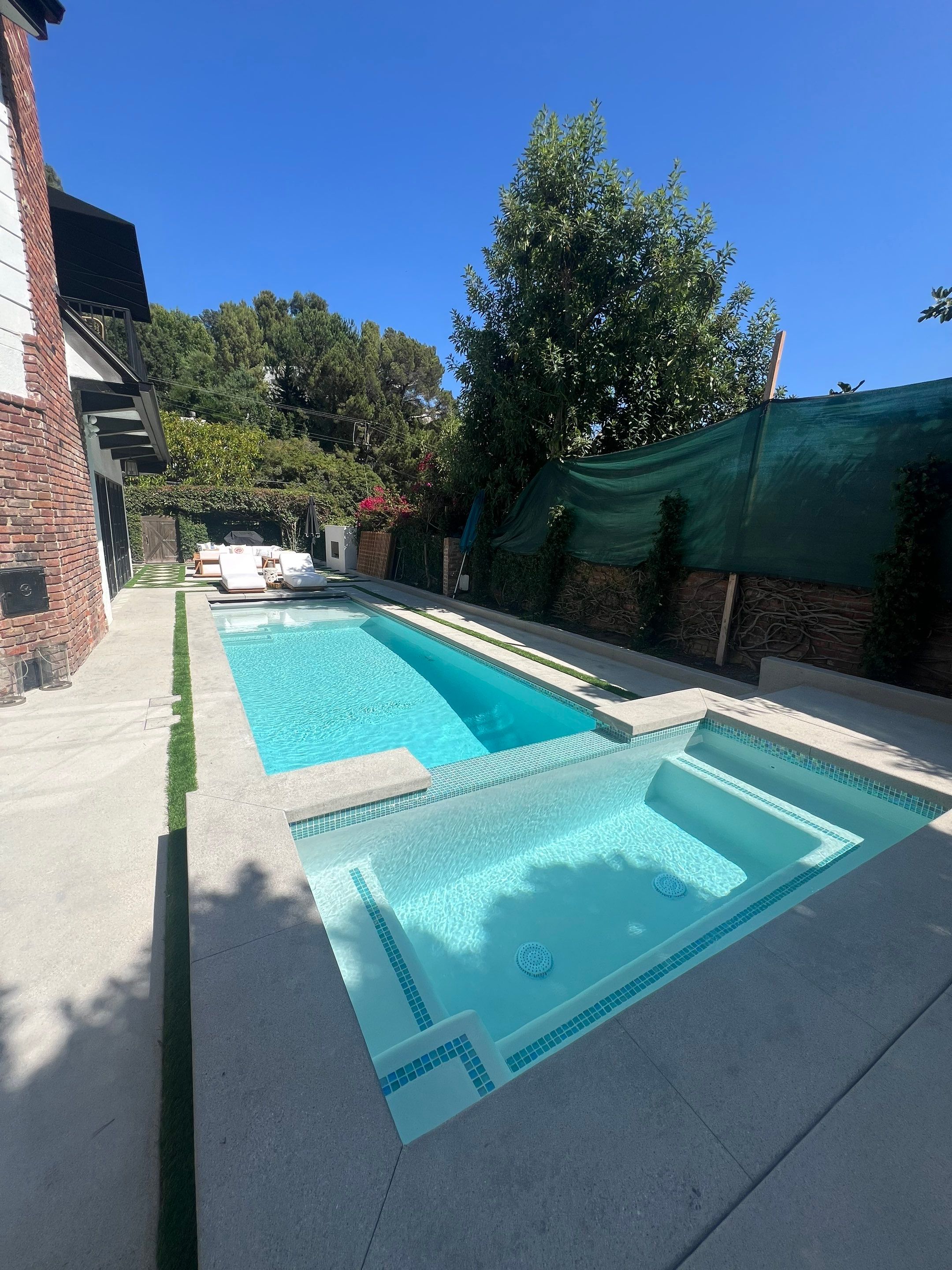 New Pool & Spa With Concrete Deck Work & Fire Place  by Lax Home Inc 