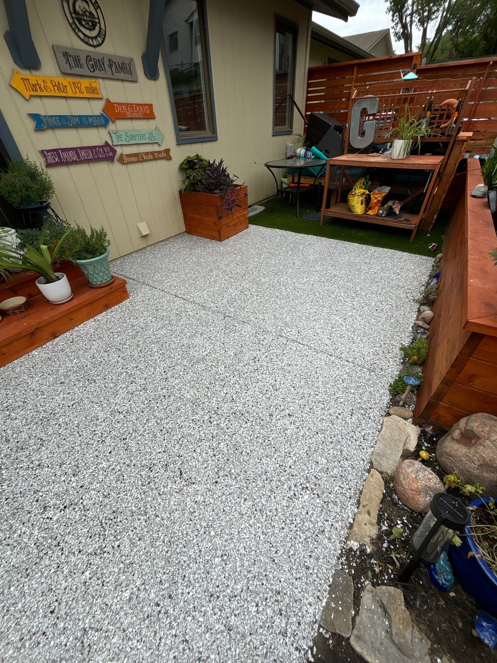 NEW Urban Stone Flake on this Gorgeous Back Patio! by Revival Concrete Coatings