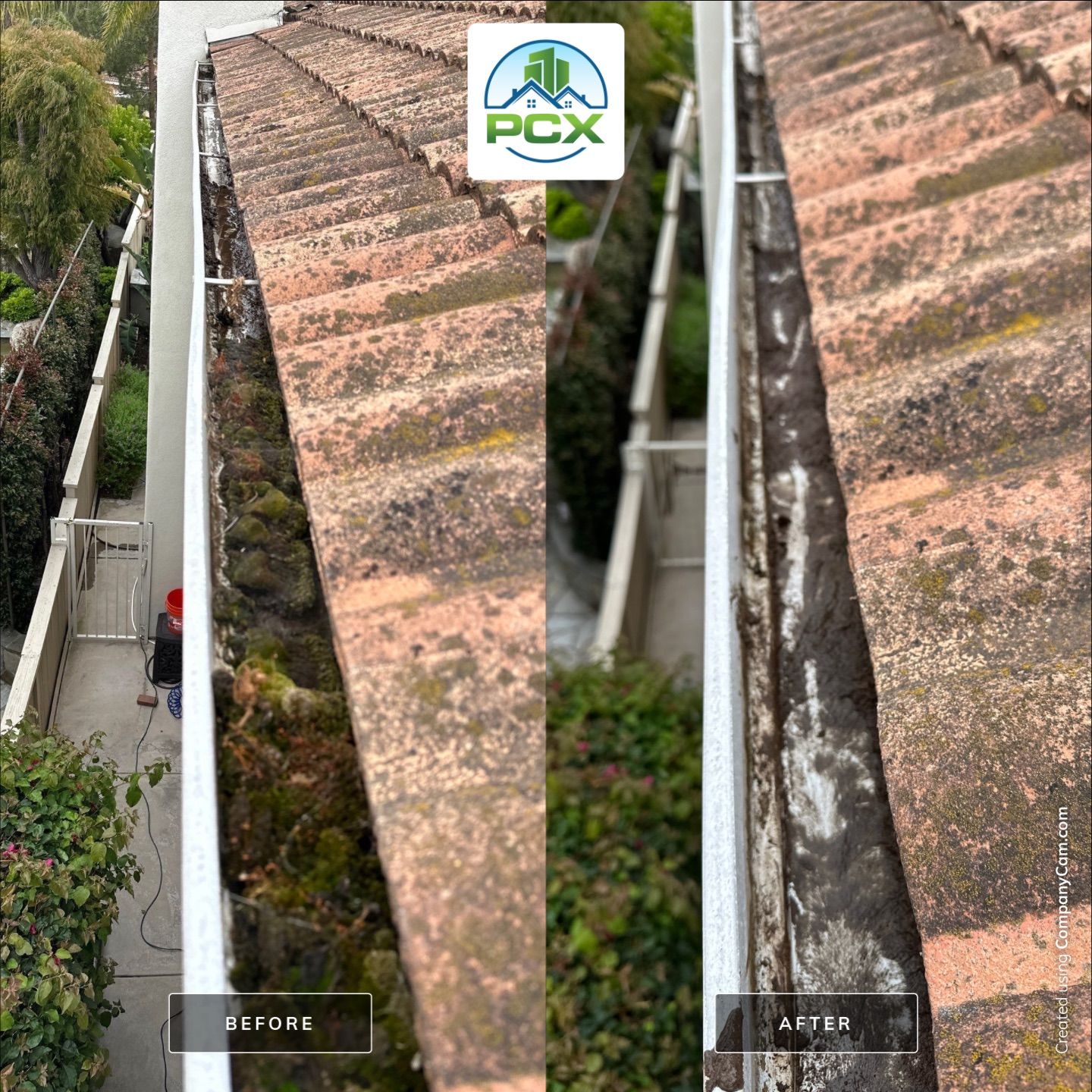 Orange County gutter cleaning using a vacuum by Property Cleaning Experts, LLC