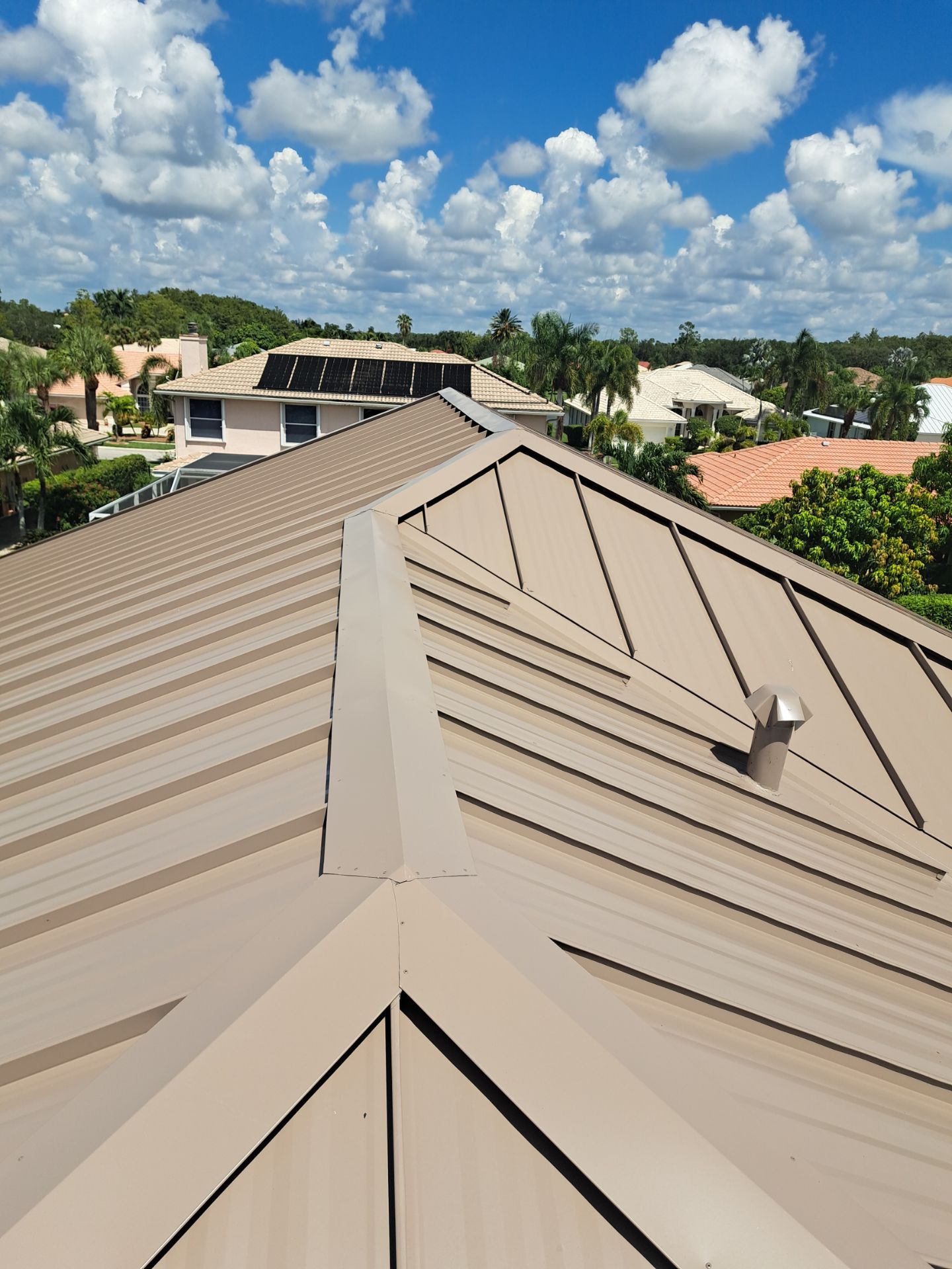 24ga 1.5" Mechanical Seam Buckskin  by Total Roofing System The Metal Roof Experts