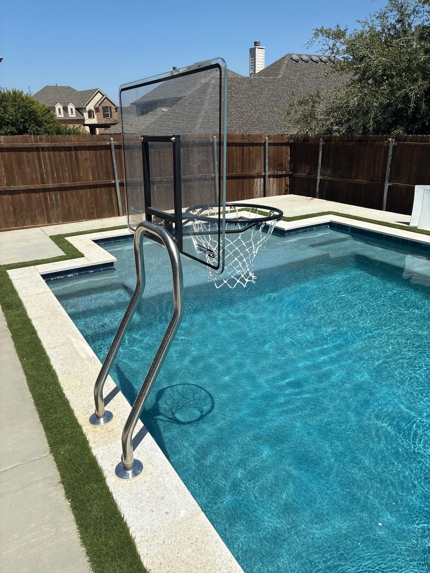 Modern Geometric Pool with Raised Spa by Pinnacle Pools and Spas - DFW