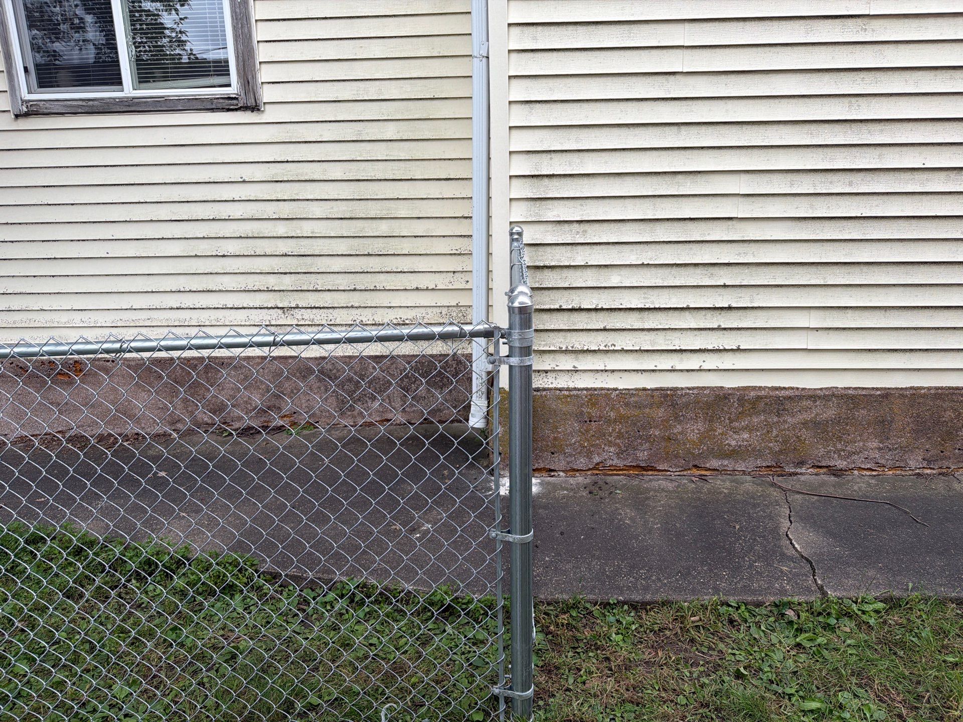 Tripoli Residential Galvanized Chain Link Fence with Double Gates by Perfect Picket Fence and Stain