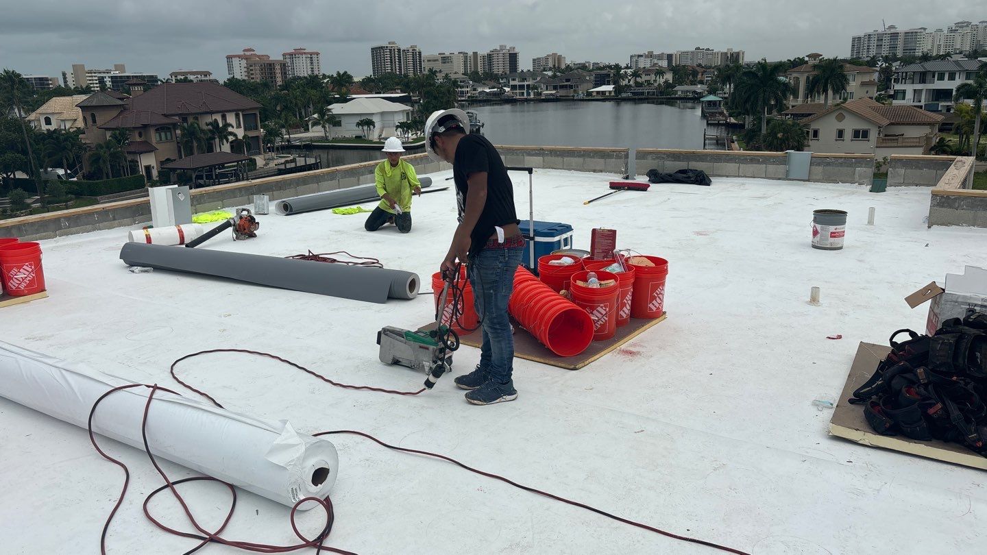 Residential Install of Flat TPO by International Roofing