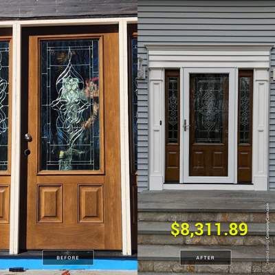 Front Entry Transformation with Decorative Glass Doors
